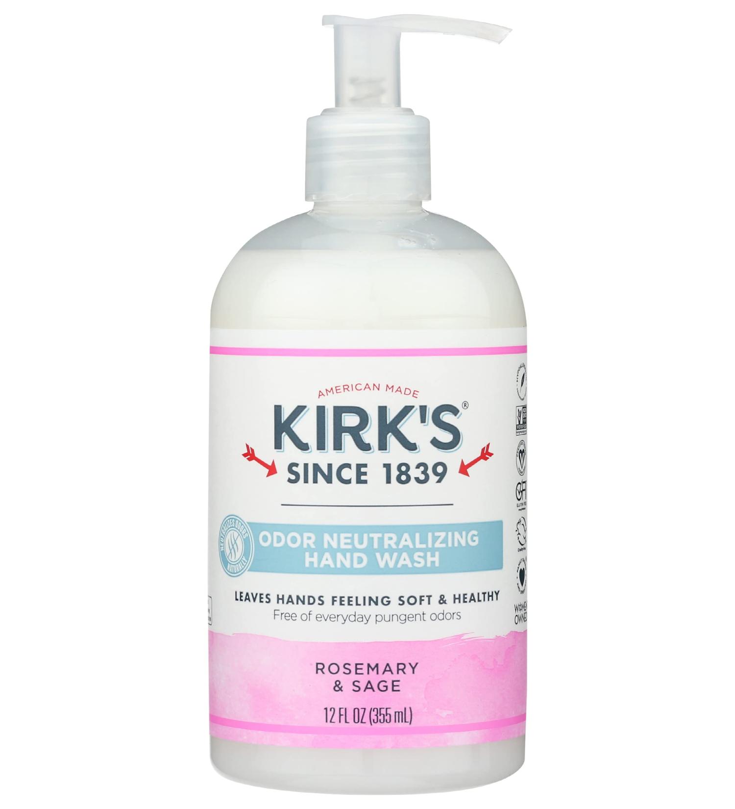 Kirk's Liquid Hand Soap Odor Neutralizing Rosemary and Sage Non GMO Natural Formula Free of Sulfates Parabens Free 12 Fluid Ounce (Pack of 1)