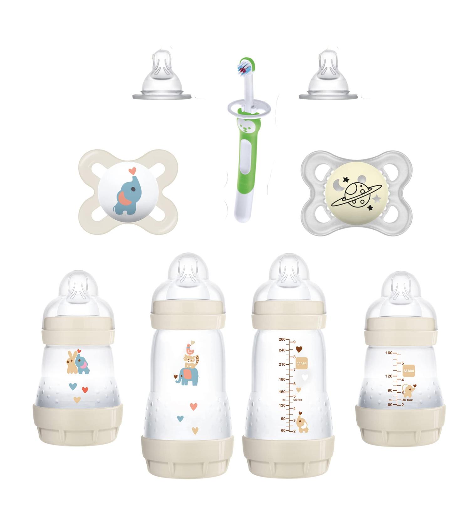 MAM Welcome Home Gift Set - 9-Piece Anti-Colic Baby Bottles, Pacifiers, Nipples, Toothbrush - Baby Shower Gifts - Buy Online on GoSupps.com