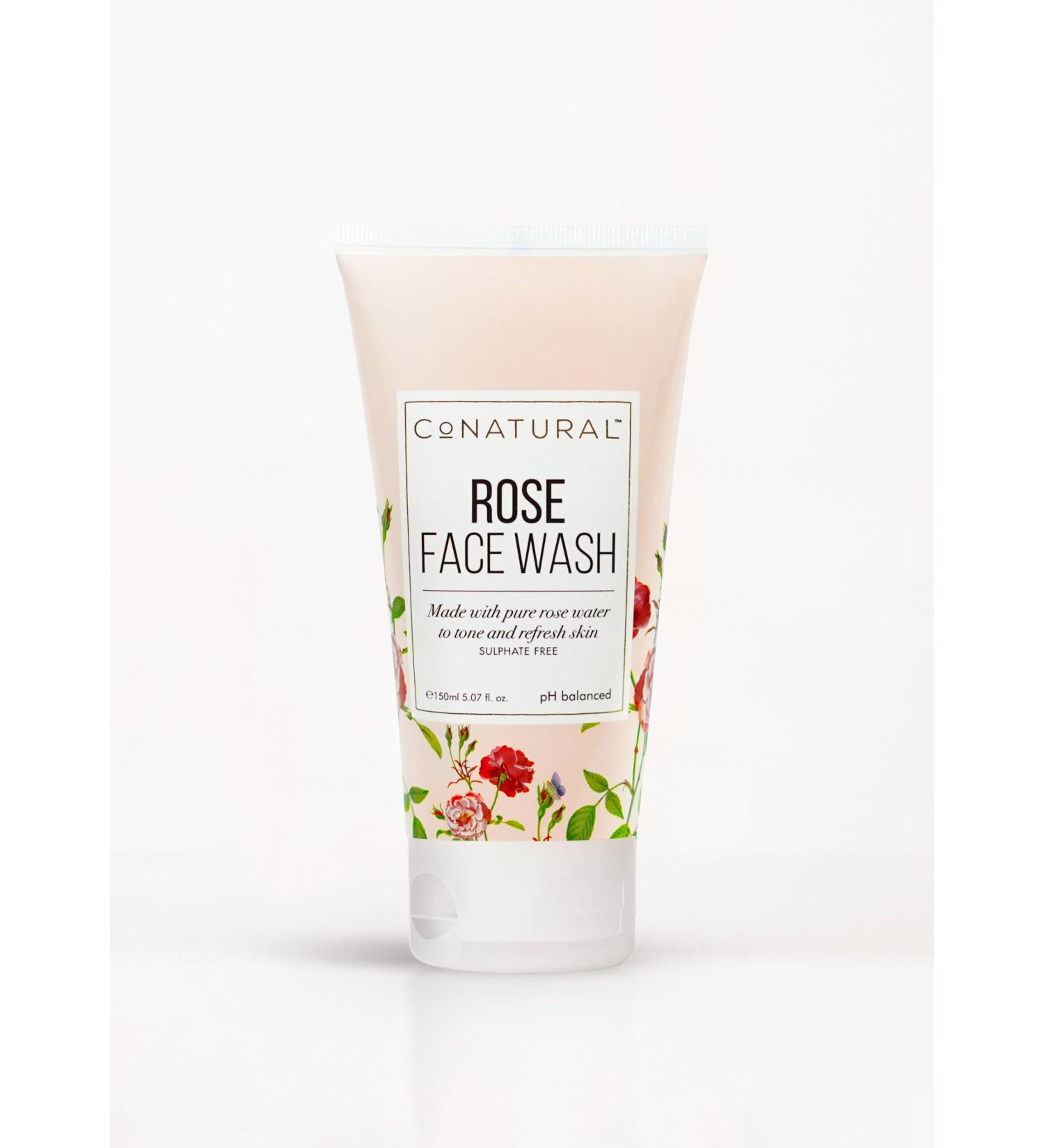 Conatural Rose Face Wash 150ml - Sulfate-Free & pH Balanced Natural Cleanser for Glowing Skin | Gentle Hydrating Facial Cleanser for Sensitive Skin - Buy Online on GoSupps.com