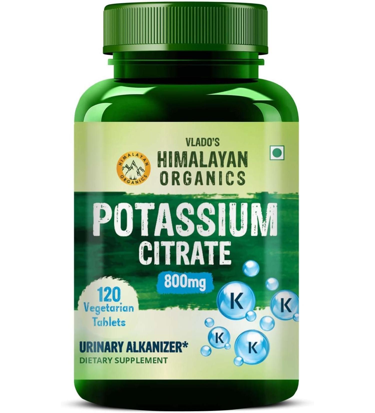 Organic Potassium Citrate 800mg Supplement | Muscle Joint & Bone Health | Good for Men & Women - 120 Veg Tablets - Buy Online on GoSupps.com