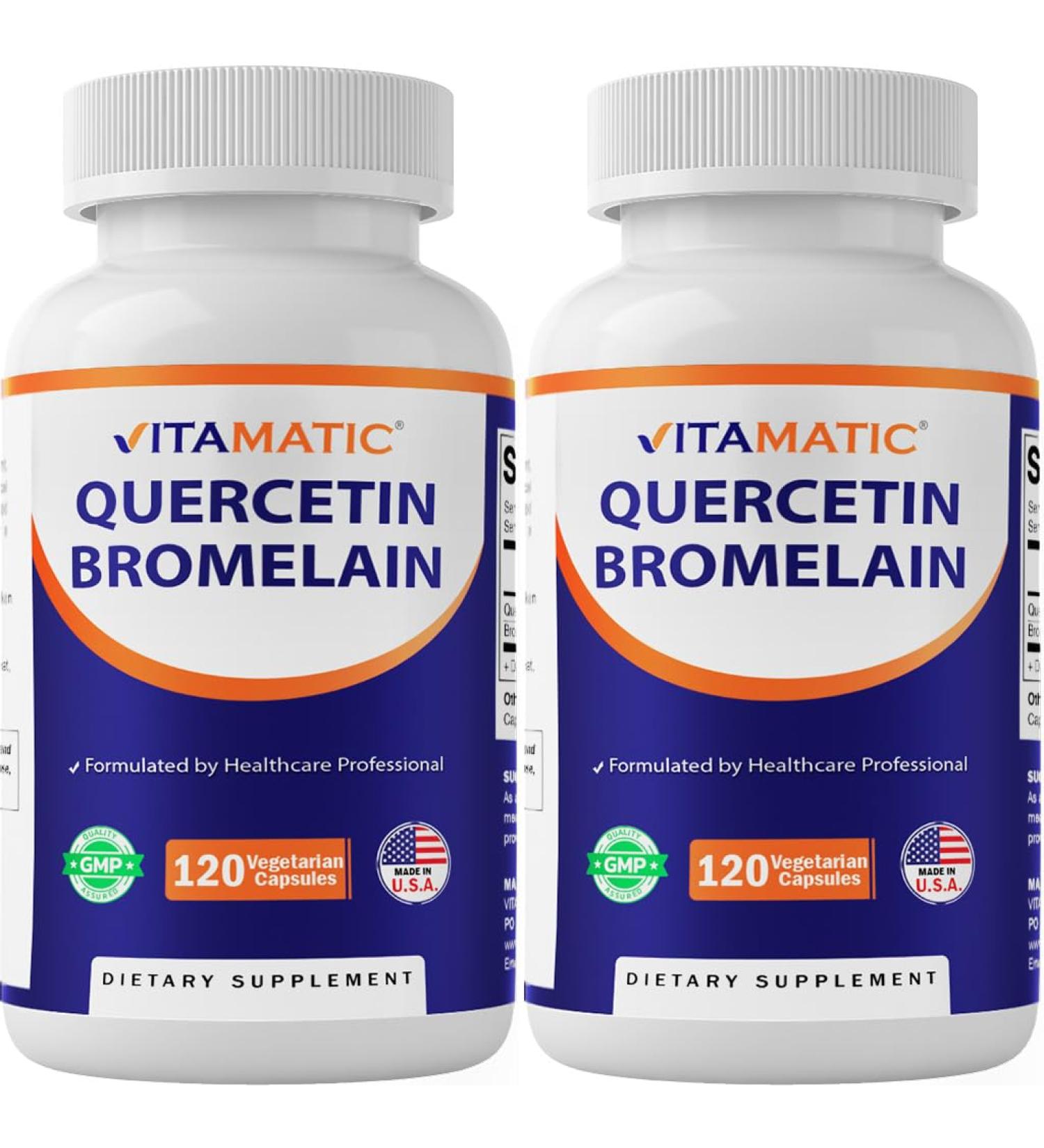 Vitamatic Quercetin with Bromelain 120 Vegetarian Capsules - 2 Pack - Buy Online on GoSupps.com