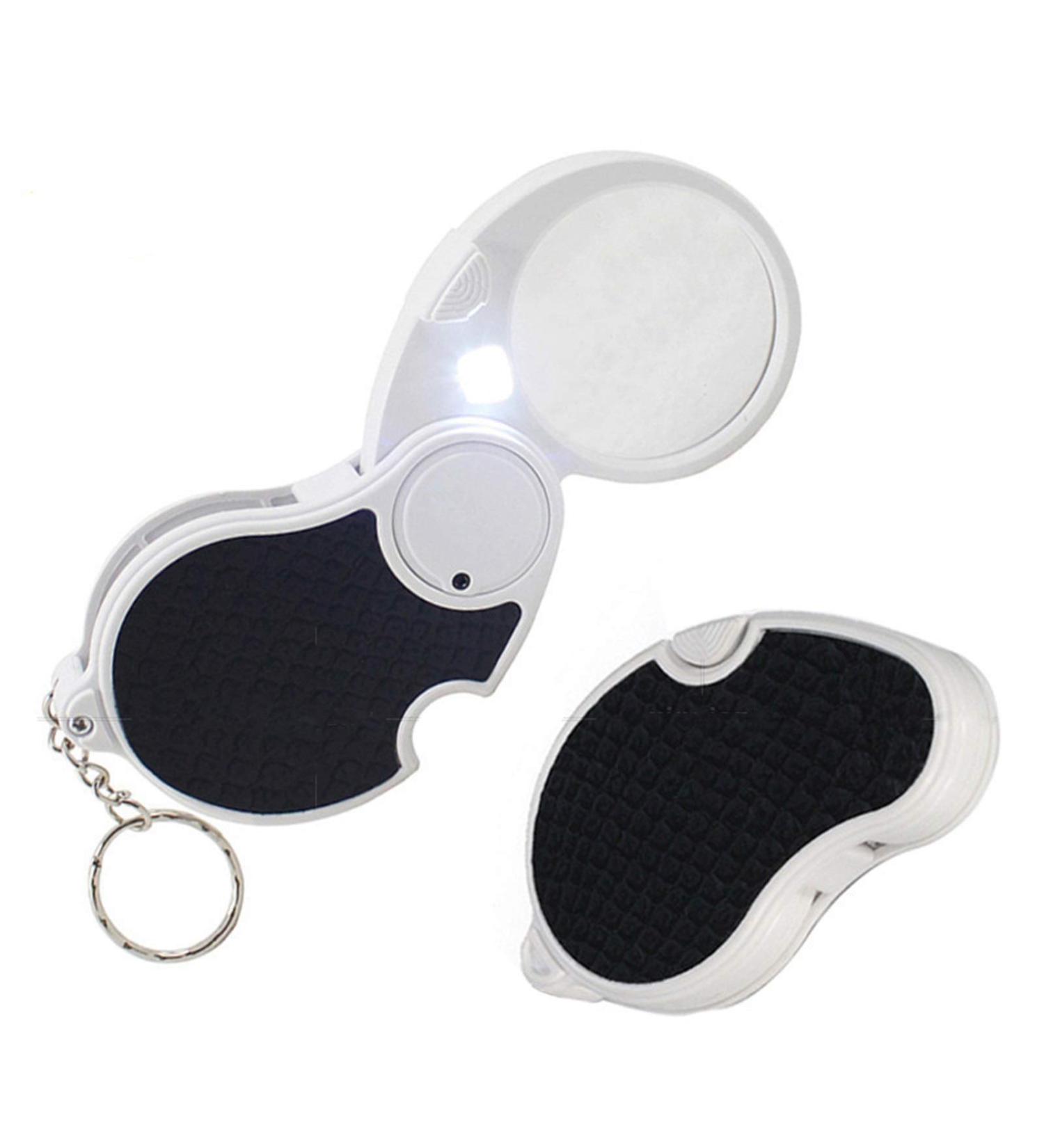 Portable 5X Magnifying Glass with LED Handheld Illuminated Magnifier Lamp Foldable Magnifier LED Lupa Optical Len (Magnification : Battery Include)