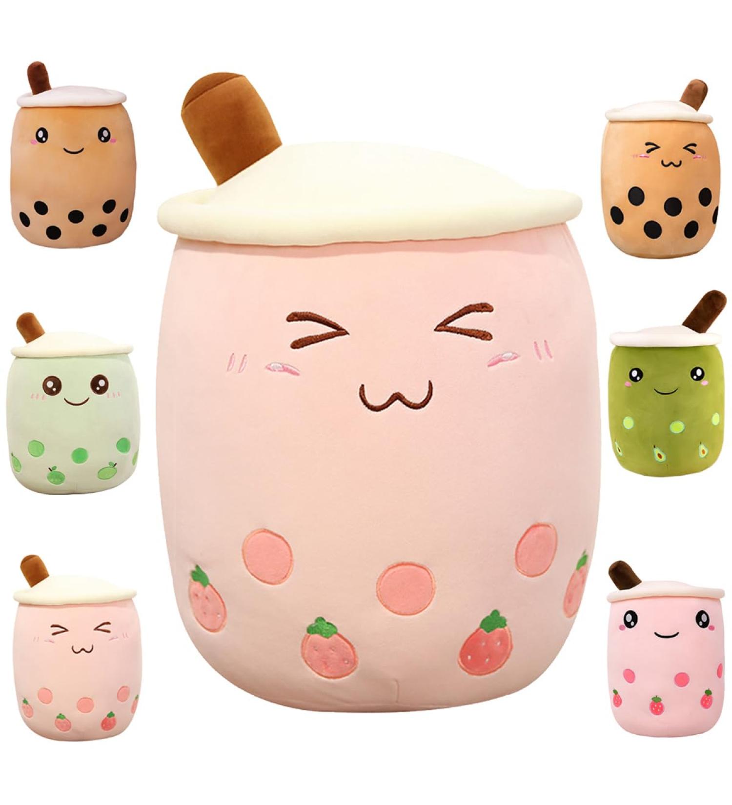 Kekeso Boba Plush Pillow - Soft Bubble Pearl Milk Tea Stuffed Toy Hugging Cushion (Pink, 35cm/13.77inch) - Buy Online on GoSupps.com