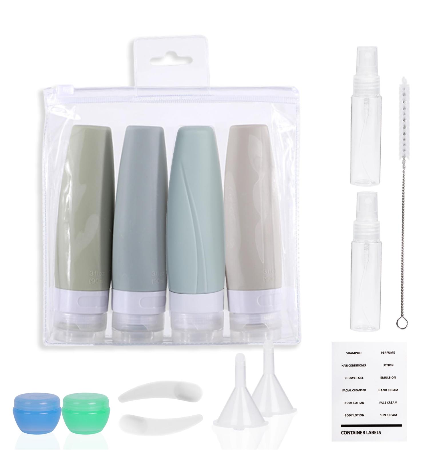 Lollanda 15-Piece Silicone Travel Bottles Set - 90ml TSA-Approved Leak-Proof Travel Size Containers for Shampoo & Lotion with Stickers - Buy Online on GoSupps.com