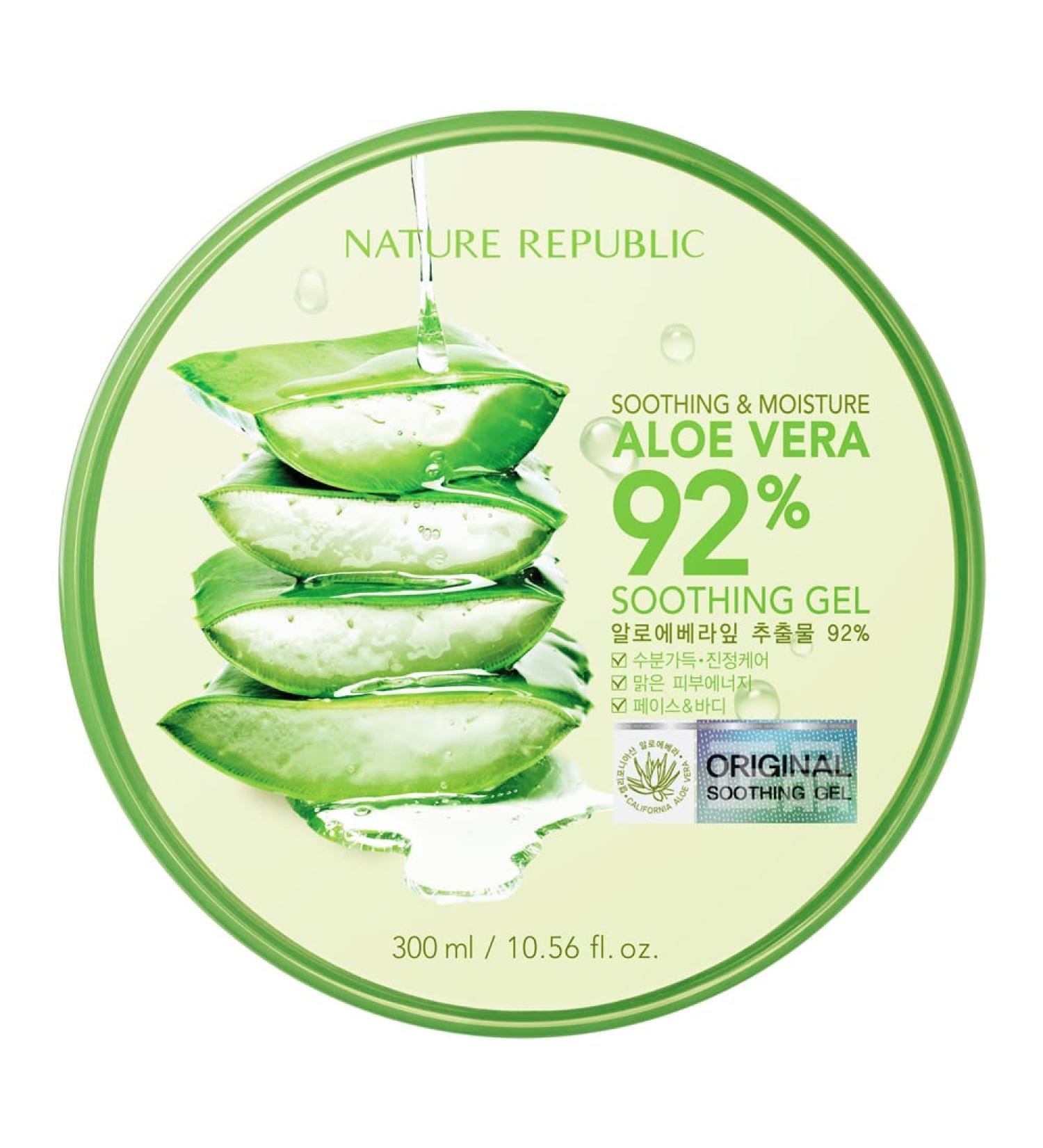 Nature Republic Aloe Vera Gel 92% Moisturizer 10.56 fl oz - Korean Cosmetics | Single PCS - Buy Online on GoSupps.com