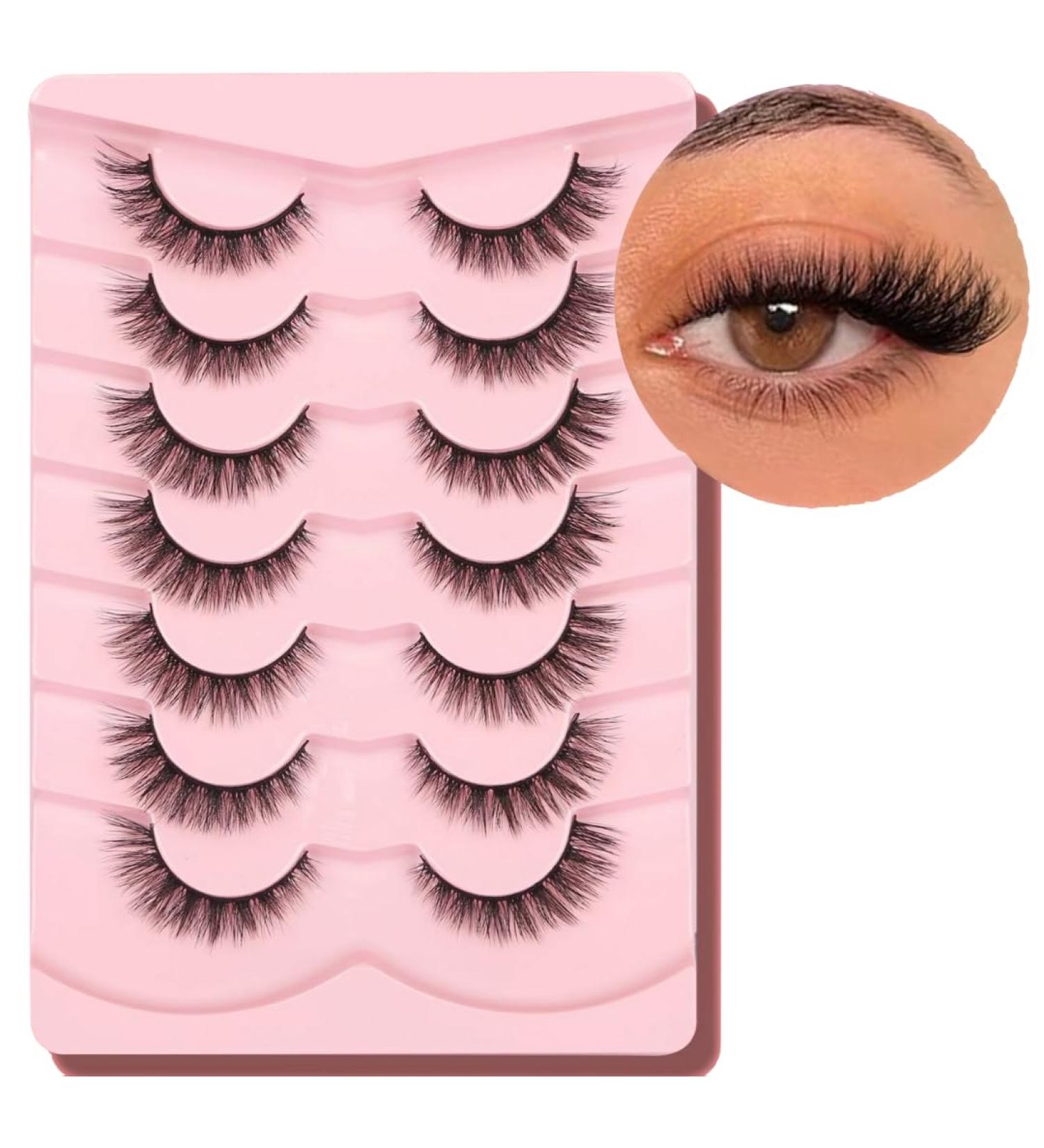 Generic Fluffy Lashes False Eyelashes Wispy Cat Eye Lashes Faux Mink False Lashes 3D Volume D Curl Dramatic Lashes Strips Fake Eyelashes 7 Pairs - Buy Online on GoSupps.com