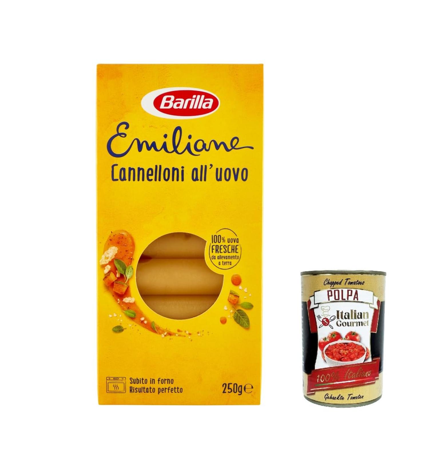  Italian Gourmet E.R. Barilla Pasta all' Uovo Le Emiliane Cannelloni Lot de 3 p tes aux ufs 250 g + polpa italien Gourmet 400 g - Buy Online on GoSupps.com