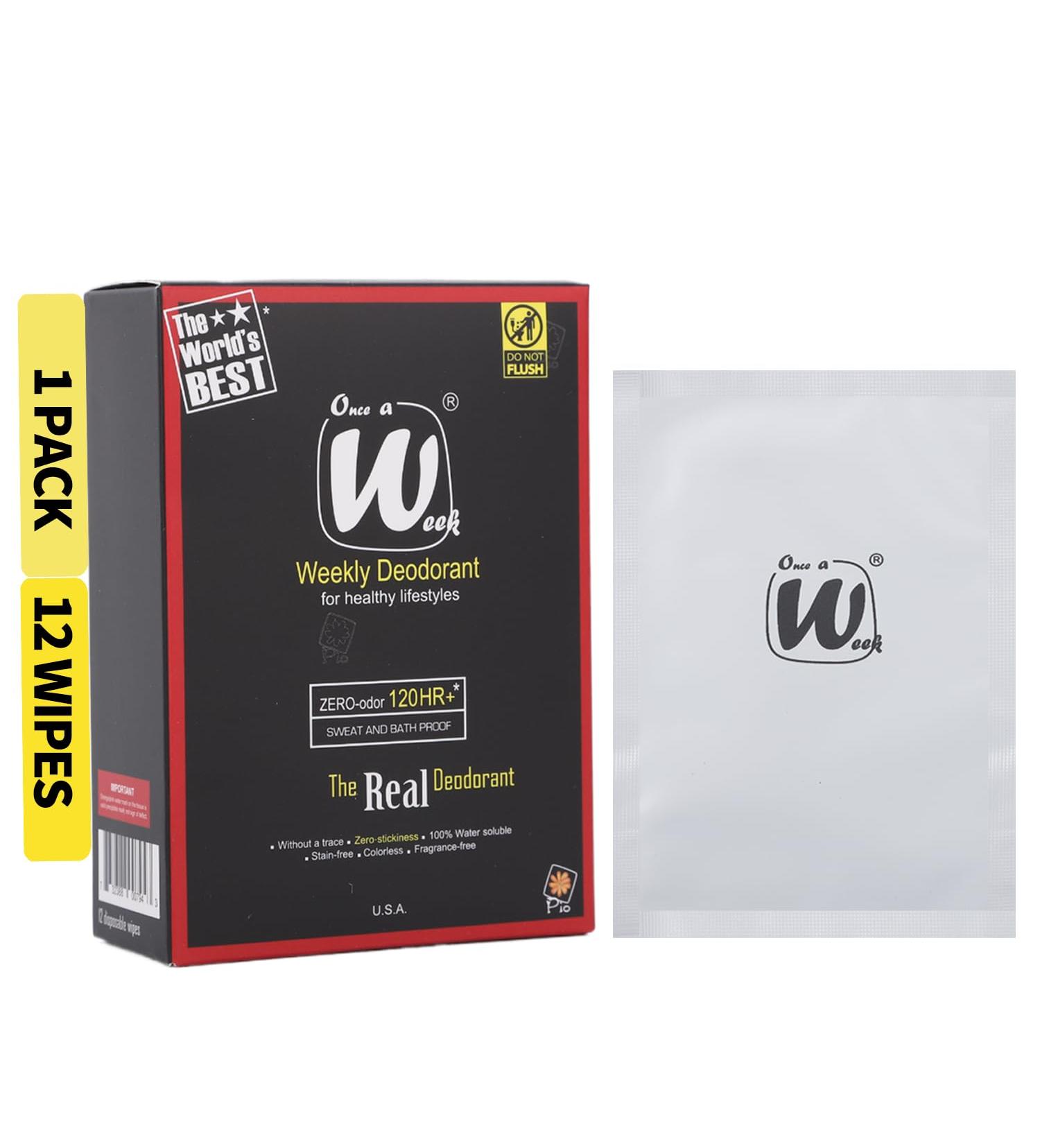 Once a Week Deodorant Wipes: The Real Deodorant Zore-odor 120hours+/Be Week-long Confident Only 1 Wipe/ 12 Wipes for 3 Months of Use - Buy Online on GoSupps.com