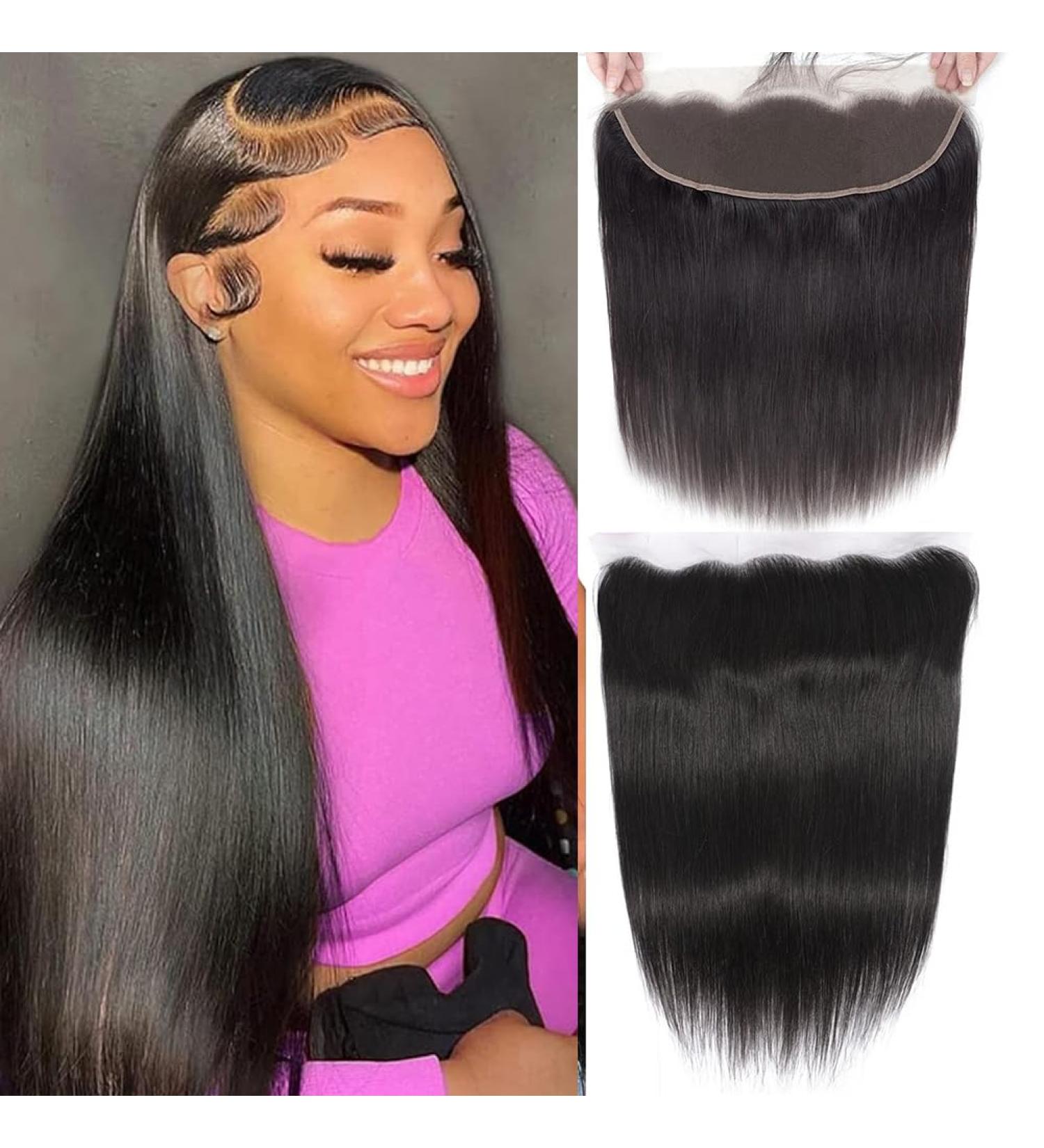 HEFABRIGHT HD Frontal Human Hair 13X4 Lace Closure Front Straight Wave Virgin Human Hair 13X4 Lace Frontal 150 Density Free Part Pre Plucked Hairline Baby Hair Around Natural Black 18 Inch 18 Inch Straight Wave 13x4 Lace Closure - Buy Online on GoSupps.com