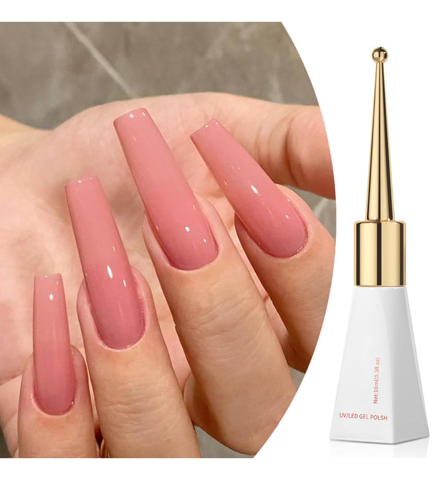 Gel Nail Polish Pink Gel Nail Varnish UV/LED Soak-Off Gel Nail Polish Highly Pigmented Jelly Pink Gel Nail Varnish French Manicure Gel Polish for Home DIY Nail Manicure Salon - Buy Online on GoSupps.com