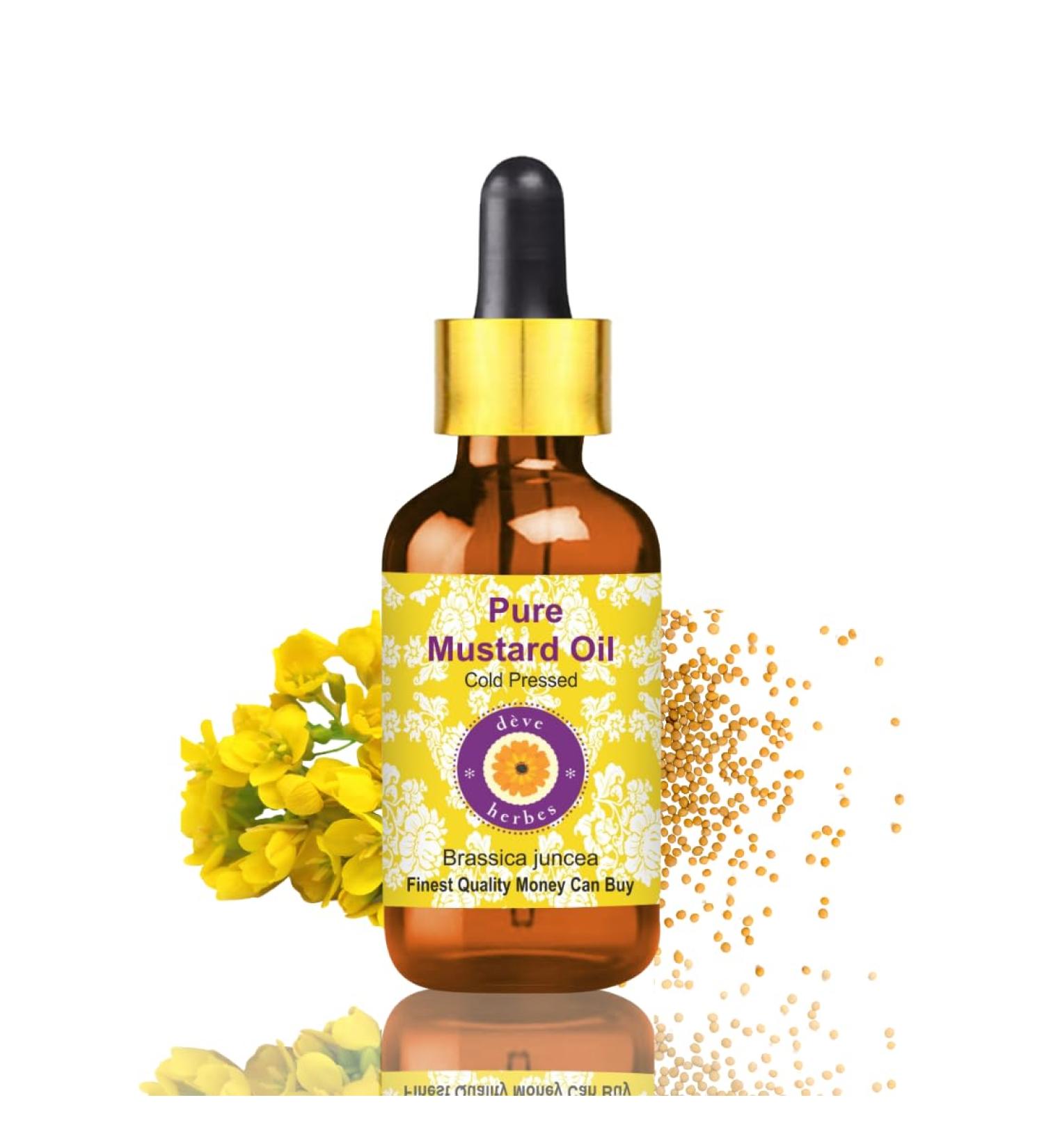 Deve Herbes Pure Huile de Moutarde (Brassica juncea) avec compte-gouttes en verre Press Froid qualit th rapeutique naturelle 5ml (0 16 oz)