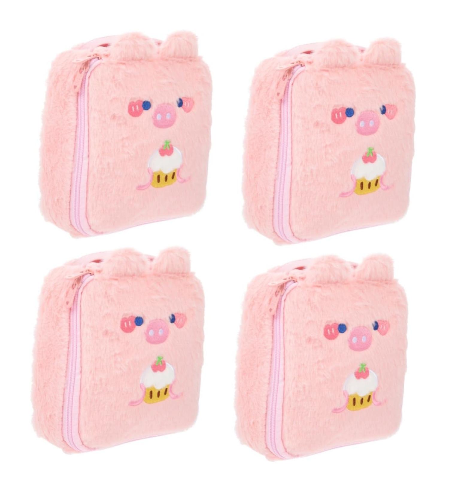 Healeved 4-Piece Plush Storage Bag Set - Rabbit Tampon Holder & Women's Cosmetic Bags for Period Essentials - Buy Online on GoSupps.com
