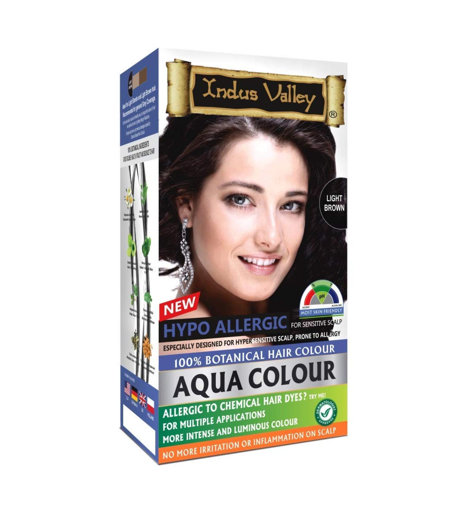 Indus Valley Aqua Hair Color - Light Brown | Allergy-Free Organic Hair Dye for Gray Coverage - Buy Online on GoSupps.com