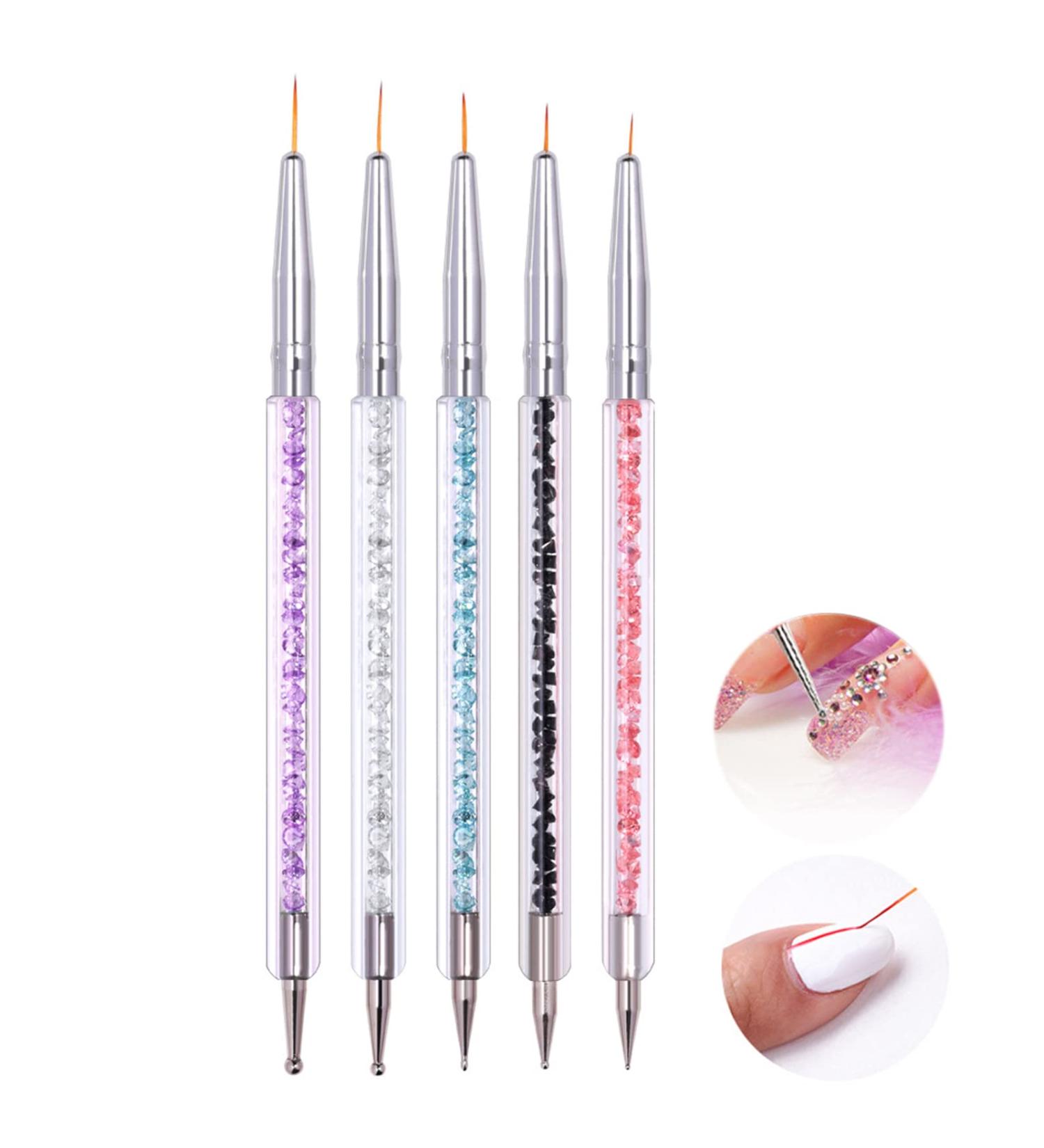 Olakin Nail Art Brushes Set - 5 Pcs Manicure Drawing Pens for Nail Design in Grey, White, Brown, Black - Buy Online on GoSupps.com
