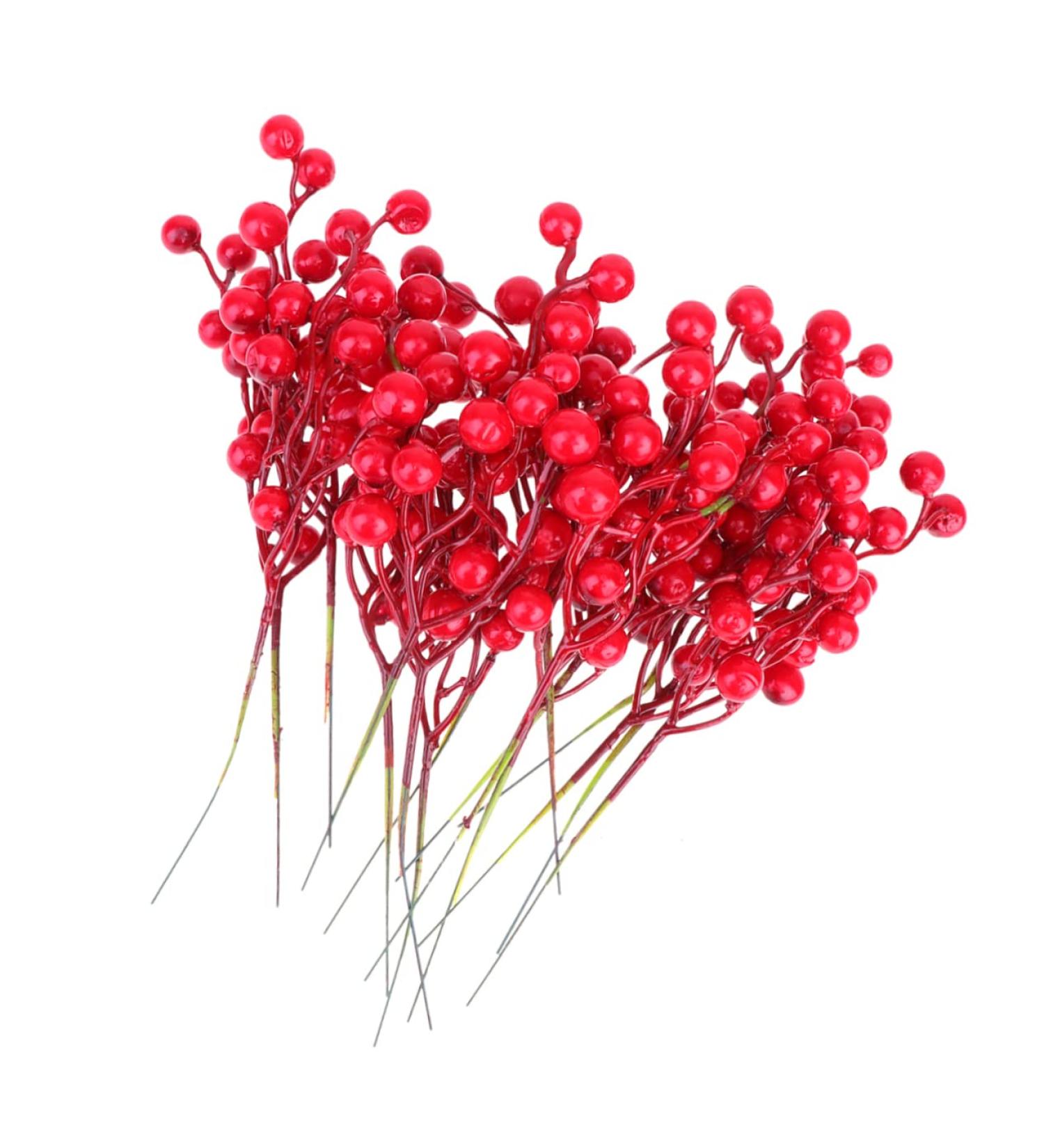 Zerodeko 16pcs Christmas Tree Picks Green Tinsel Garland Christmas Holly Stem Floral Picks with Wire Fruit Decor Christmas Tree Decorations Simulation Berries Picks Wreath Red Artificial - Buy Online on GoSupps.com