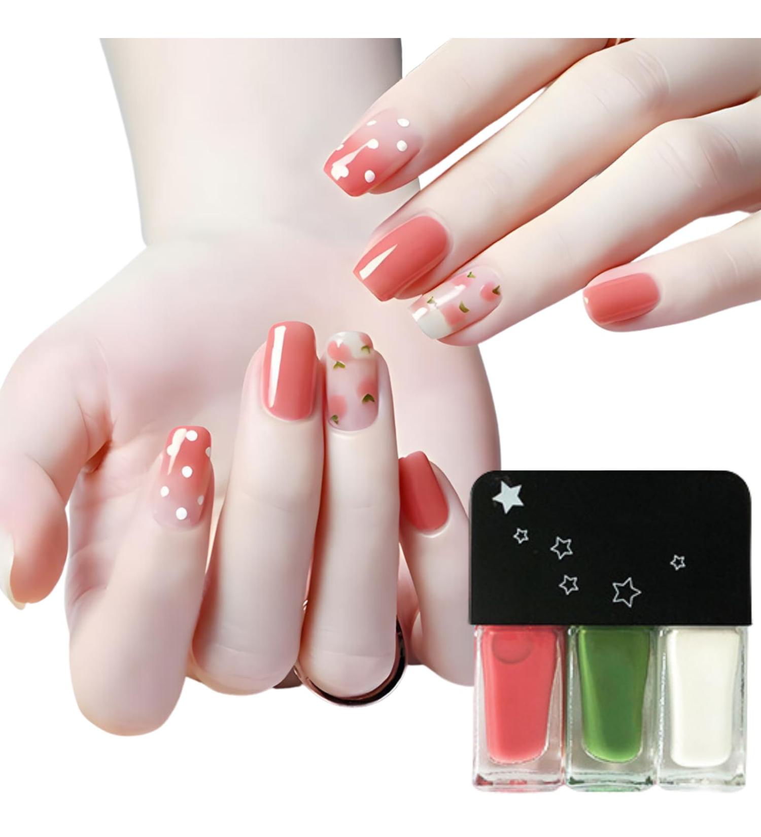 Coral Nail Polish Set 3 in 1 White Nail Polish Green Pastel Nail Polish Quick Dry & Long Lasting Nail Varnish Breathable Natural Nail Polish No Need Cure DIY Nail Art PolkaCandyHeart - Buy Online on GoSupps.com