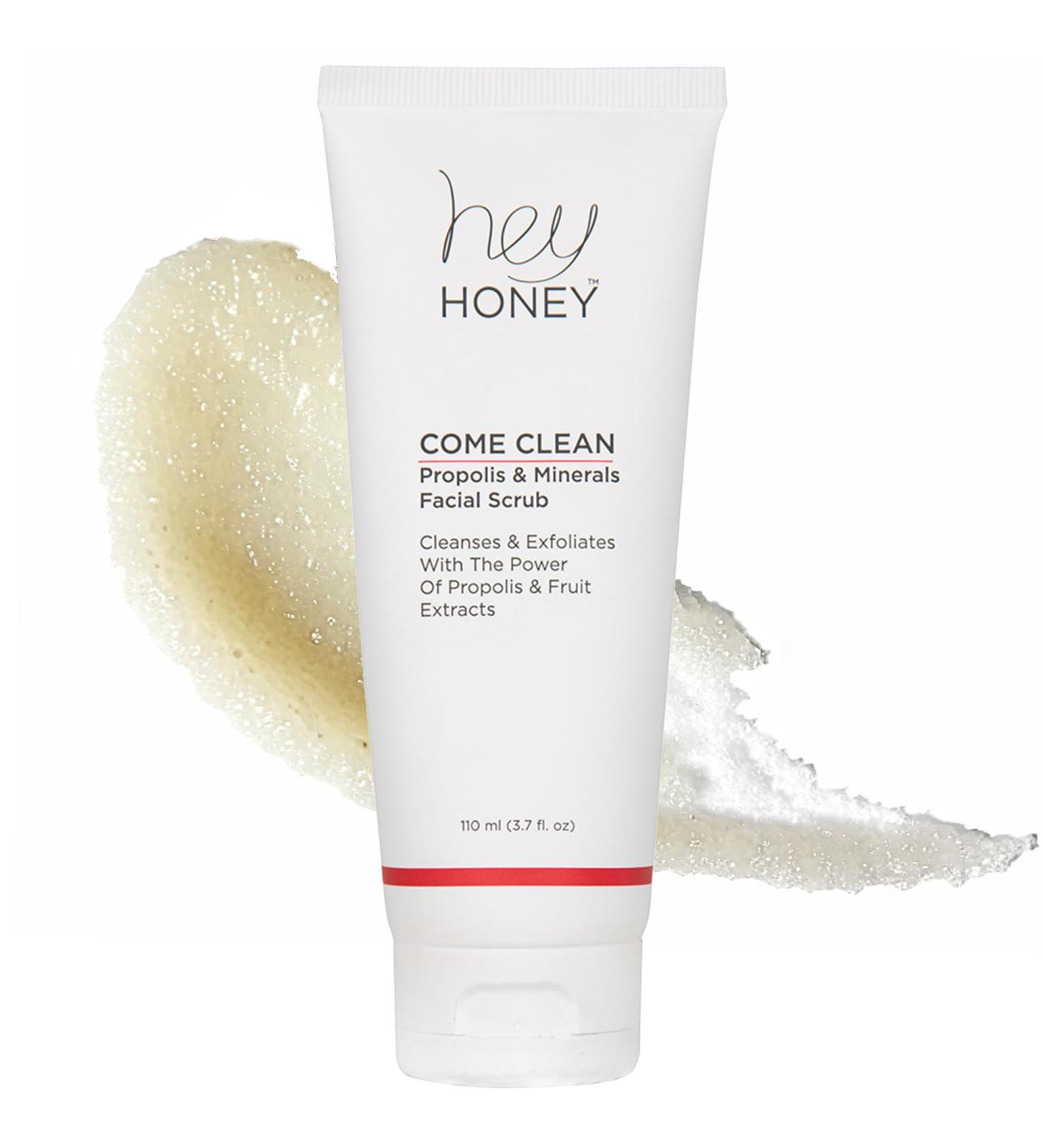 Hey Honey Come Clean Propolis & Mineral Facial Scrub - Gentle Exfoliating Dead Sea Salt Scrub for Sensitive Skin | 110ml (3.7 oz) | International Shipping Available - Buy Online on GoSupps.com