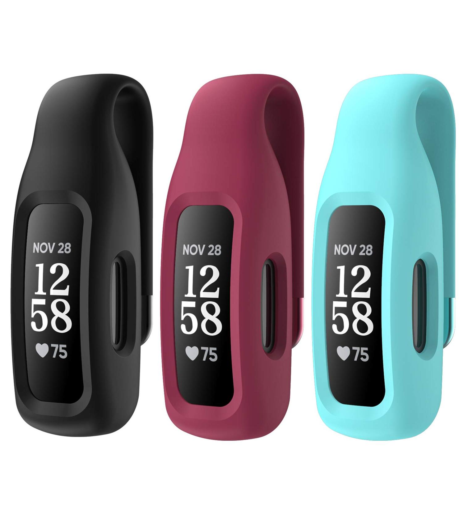 EEweca 3-Pack Clip Case for Fitbit Inspire 3/2 - Black, Sangria, Teal | Accessory Bundle (Not for Inspire, Inspire HR, Ace 2) - Buy Online on GoSupps.com