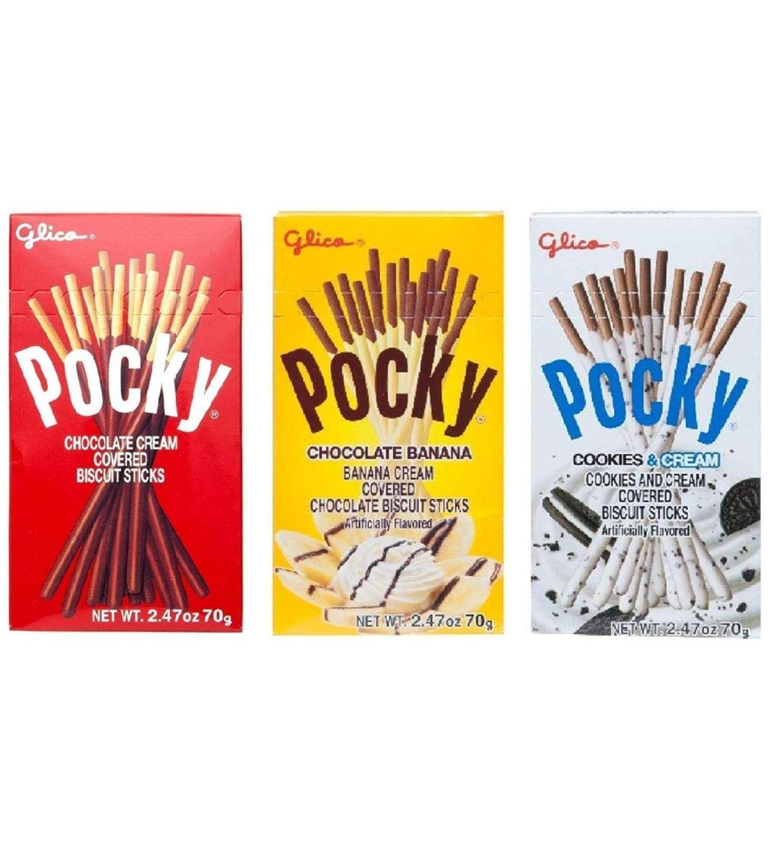 3 Variety Pack Pocky Stick - Chocolate Cream - Chocolate Banana - Cookies & Cream - 70g Each (3 x 70 g)