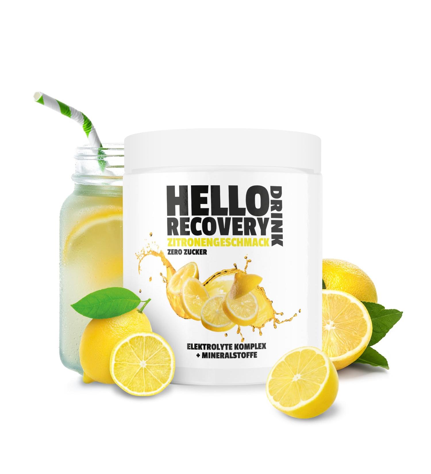 Hello Recovery Electrolyte Powder - Sugar-Free Isotonic Lemon Drink for Pre/Post Workout & Hangover Relief (160g) - Buy Online on GoSupps.com