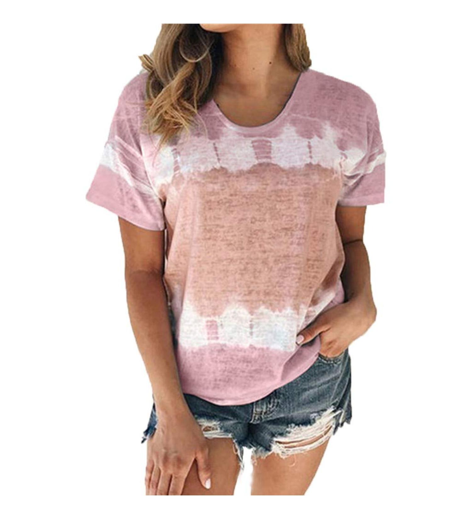 Women's Hide Belly Tunic Summer Top - Pink Henley T-shirt | Z230130c, Medium - Buy Online on GoSupps.com