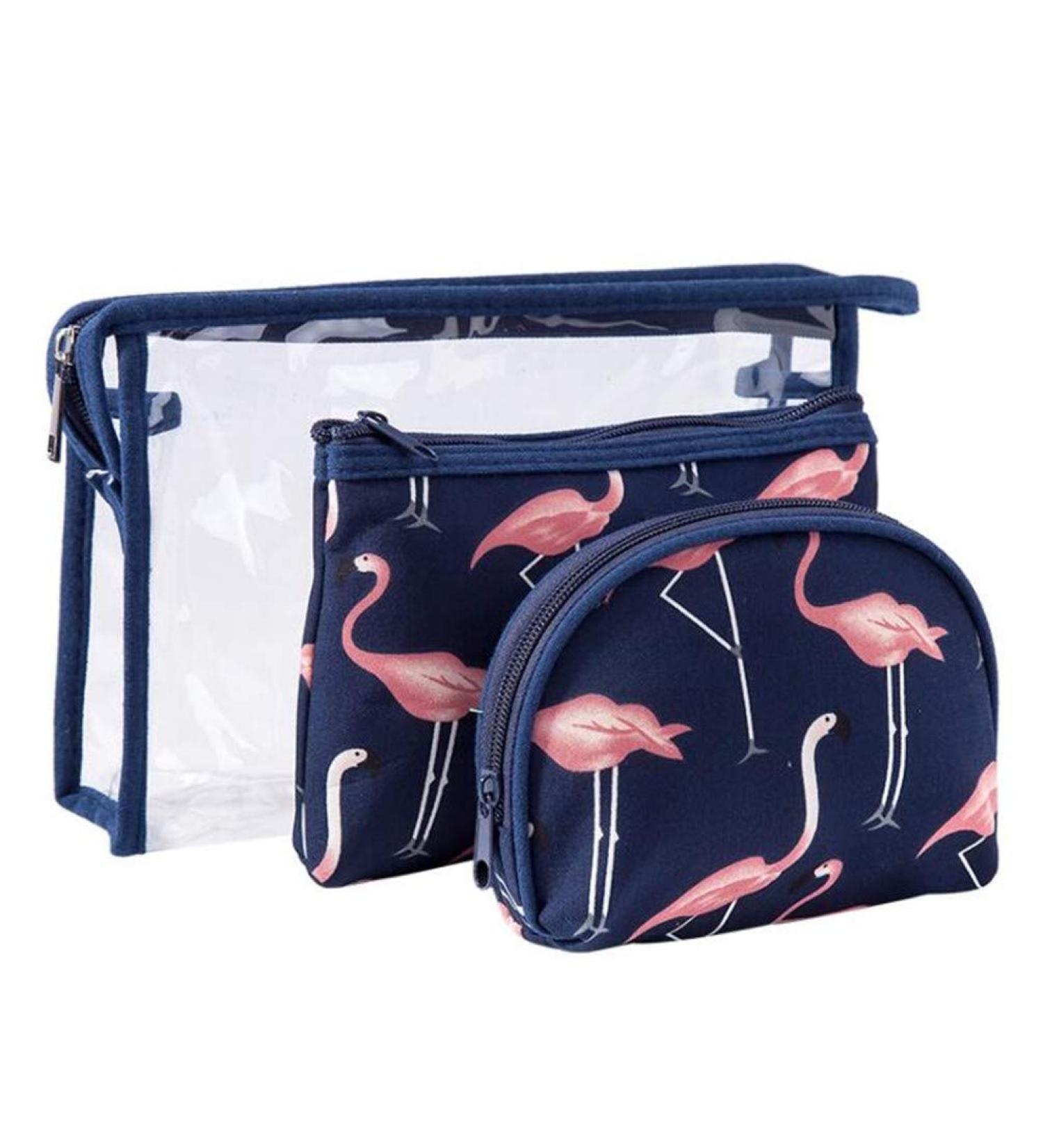 Buy 3-Piece Cultural Bags Organizer - PVC Makeup & Toiletries Bags | Fashionable Flamingo Design | International Shipping Available - Buy Online on GoSupps.com