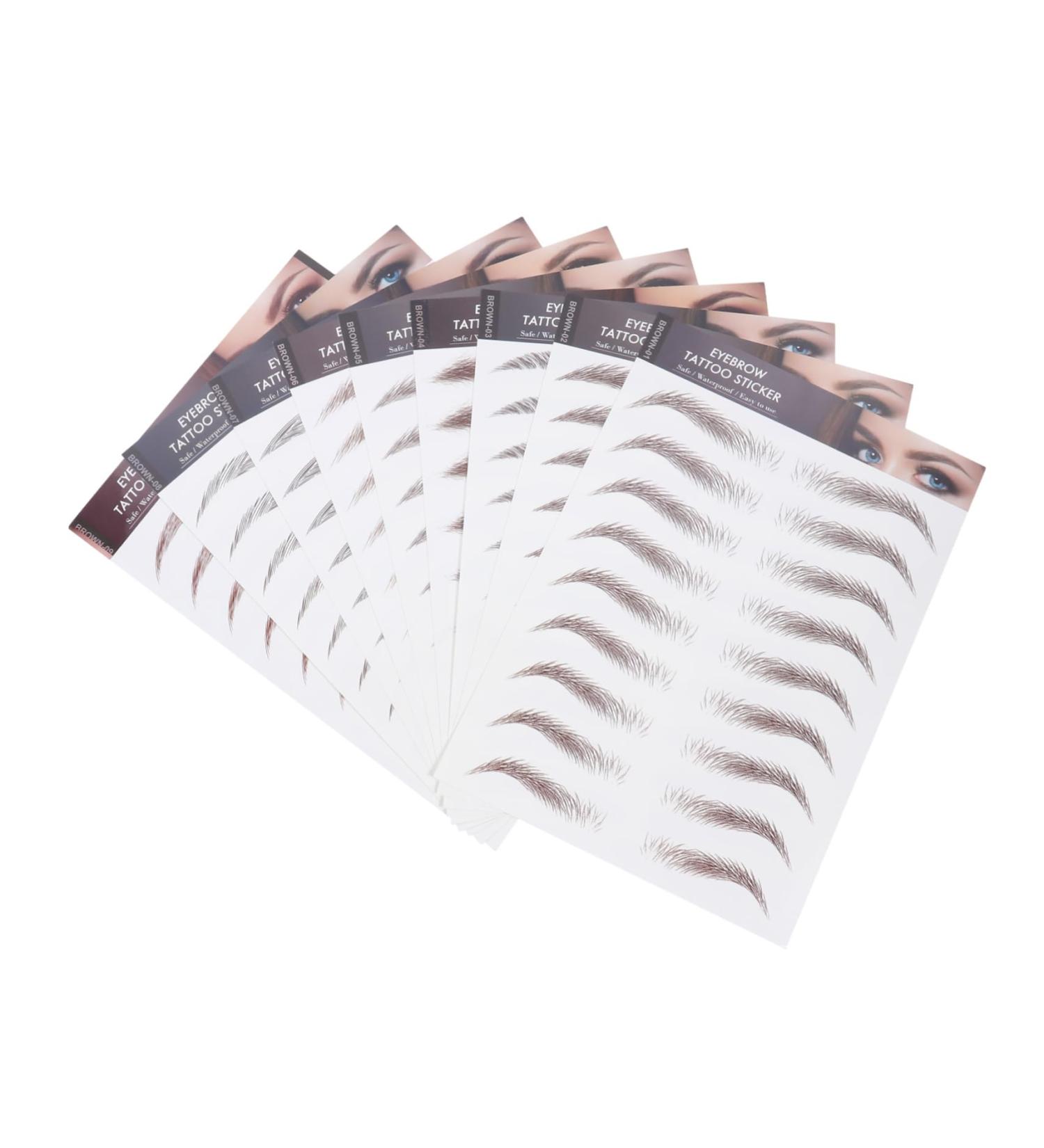 Angoily 9 Sheets Imitation Eco Eyebrow Sticker Stickers Realistic Eyebrow Tattoos Artificial Eyebrow Tattoos 21.5X14.5cm Brown - Buy Online on GoSupps.com