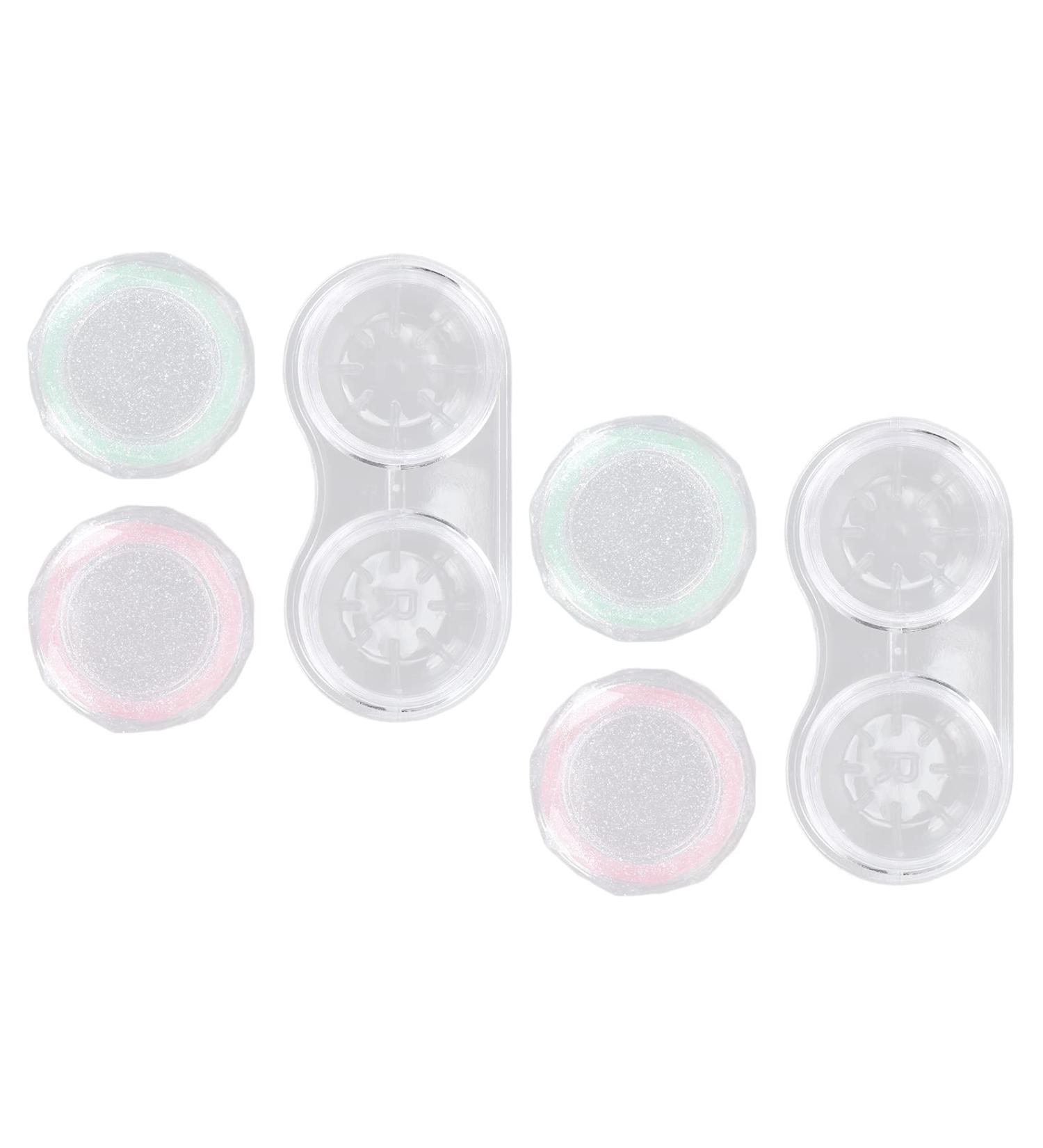 Verdant Touch Portable Contact Lens Box Set | Glittering 2-Pack Travel Storage with Tweezers | Multicolored Contact Lens Case | International Shipping Available - Buy Online on GoSupps.com