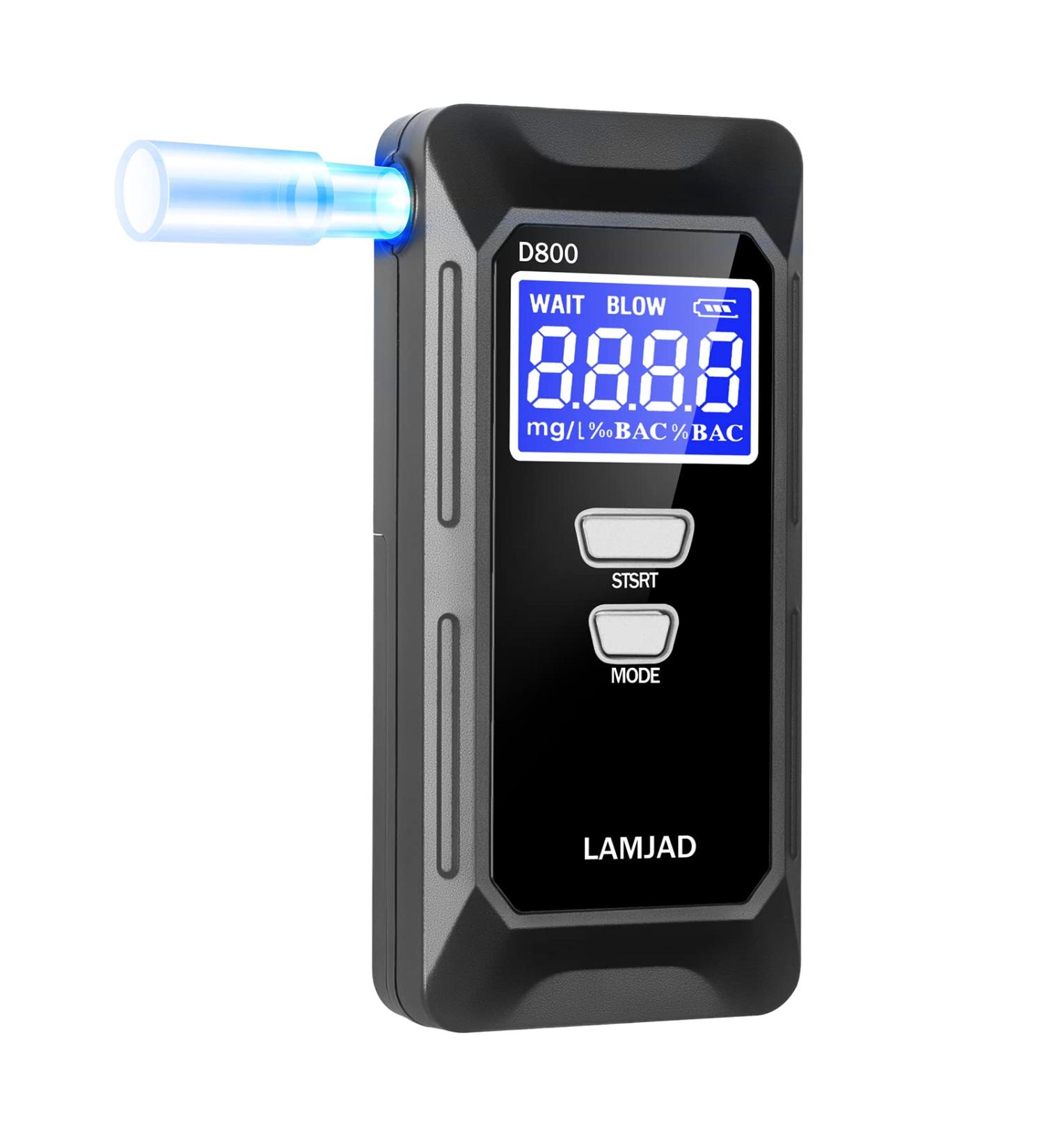 LAMJAD D80001 Alcohol Tester with 10 Mouthpieces and Digital LCD Screen - Professional Grade Semiconductor Sensor for Accurate Results | Ideal for Personal and Police Use - Buy Online on GoSupps.com