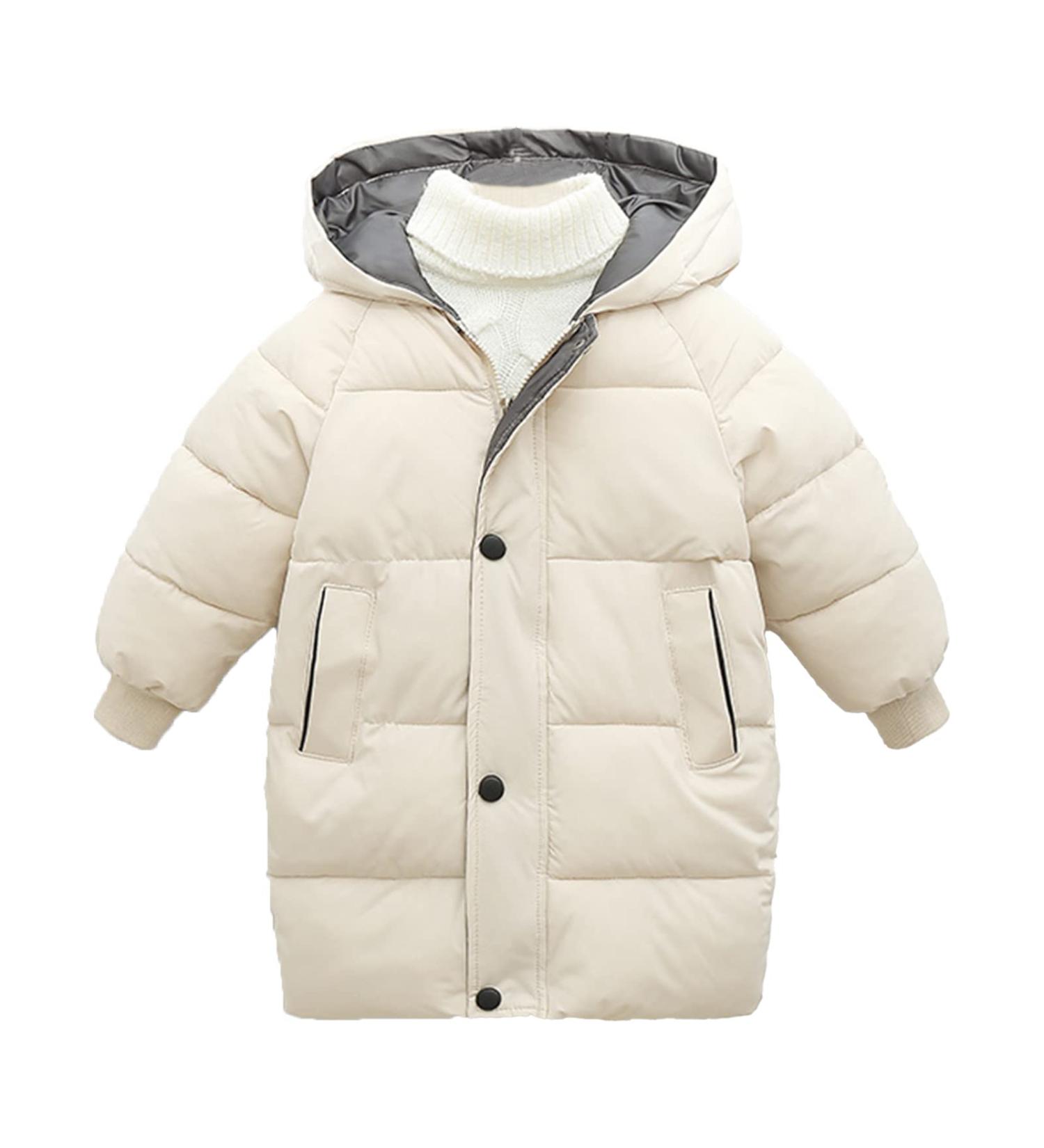 Milkiwai Children's Down Padded Coat & Jacket - Winter Clothes for Boys & Girls (Size 110, Beige) - Buy Online on GoSupps.com