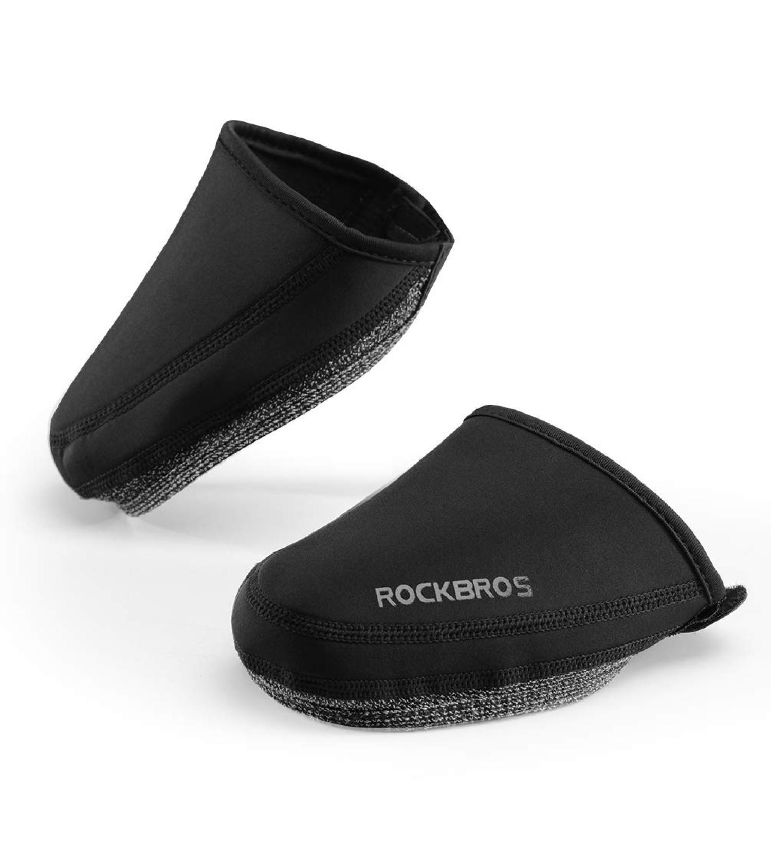 ROCKBROS Thermal Cycling Shoe Covers - Windproof Half Shoe Toe Cover for Mountain and Road Cycling Shoes, Water-Resistant, Black, Size 7-11 - Buy Online on GoSupps.com