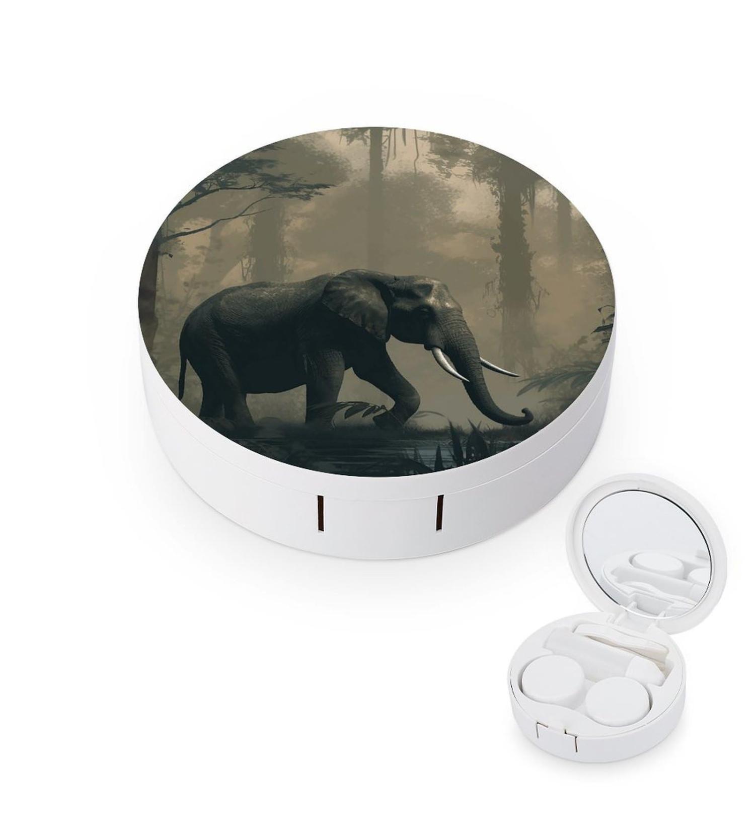 Forest Elephant Print Contact Lens Case - Durable Plastic Lens Care & Travel Box - Buy Online on GoSupps.com