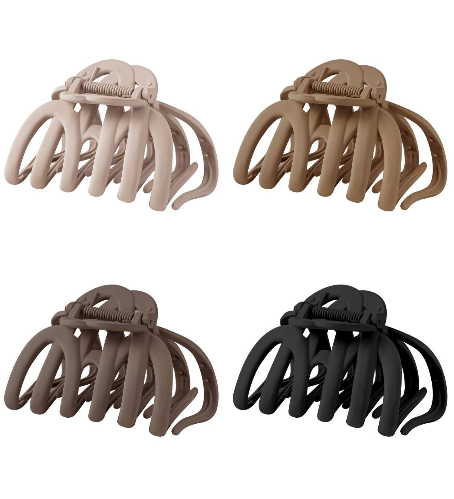 Sunolga Large Octopus Claw Clips for Thick Long Hair - Strong Hold Matte Hair Clips for Women - 3.5'' Big Size in Beige/Black/Light Coffee/Dark Brown - Buy Online on GoSupps.com