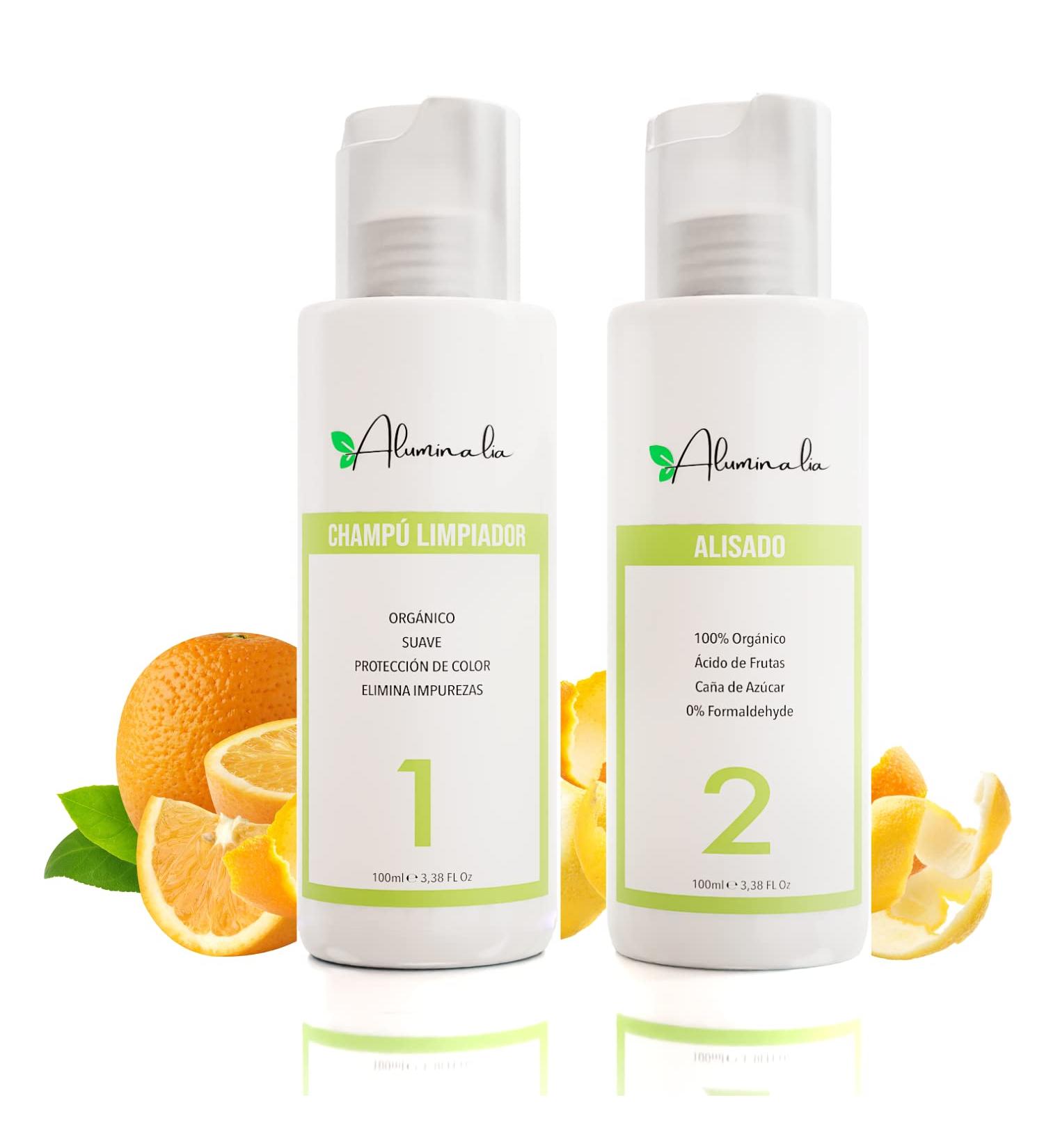 ALUMINALIA Professional Vegan Organic Straightening Cream Hair Set 2in1 Keratin Shampoo and Smoothing Treatment for Home 100 Formaldehyde Free Shampoo Sulfate Free Nourishes Moisturizes 0 Frizz - Buy Online on GoSupps.com