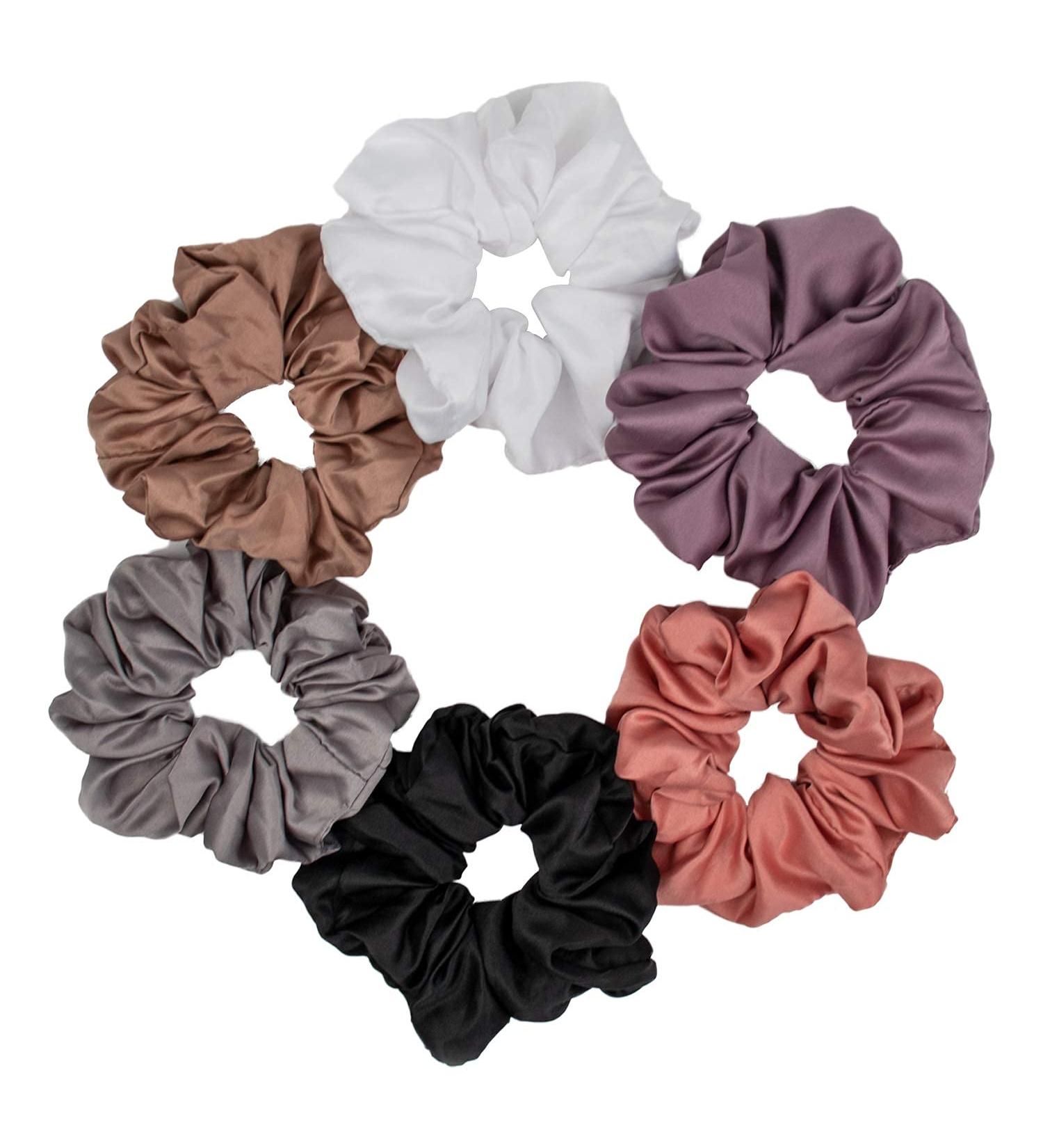 6-Piece Satin Silk Scrunchies Set - Big Hair Scrunchies for Ponytails - Gentle on Hair - Buy Online on GoSupps.com