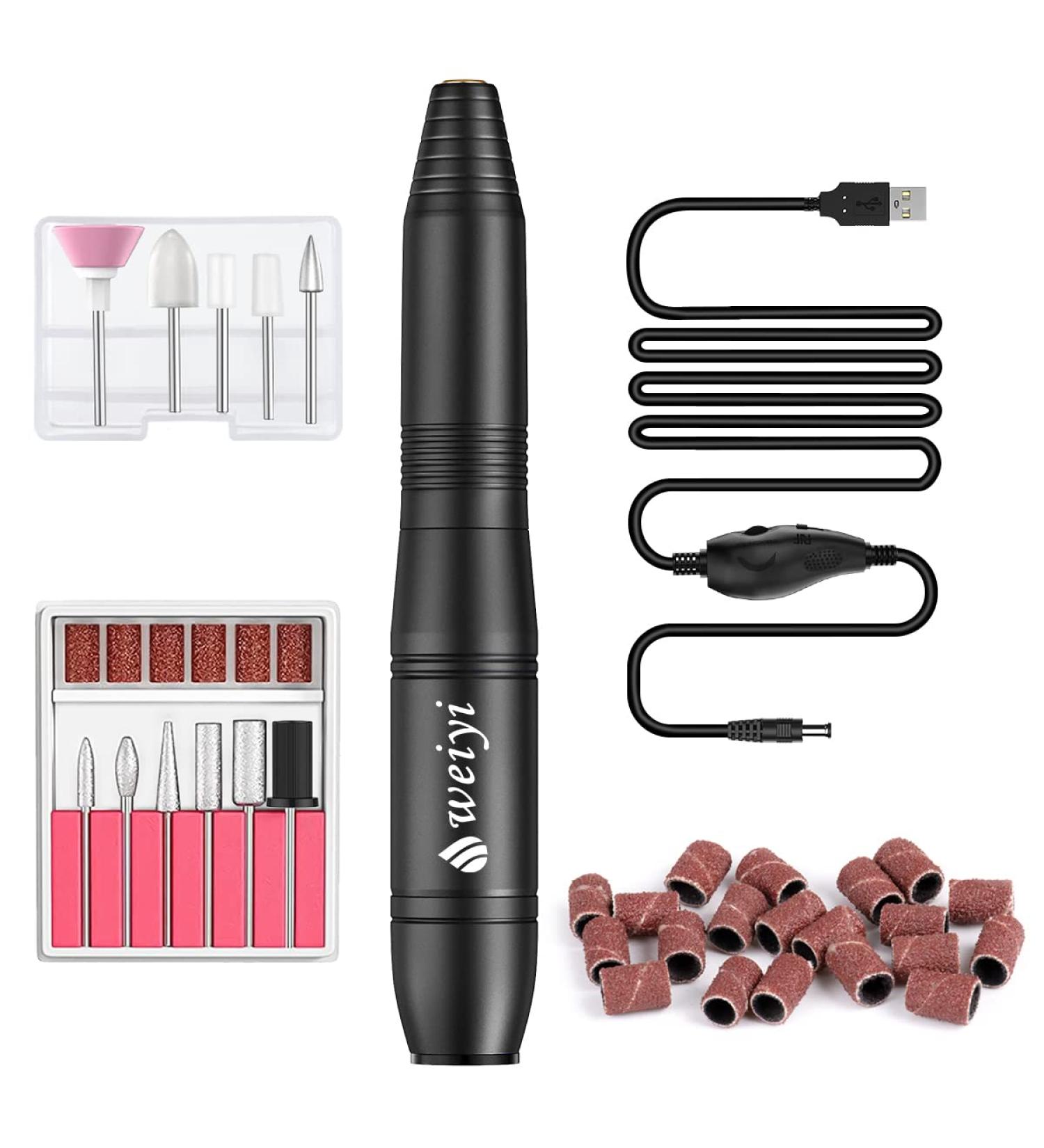 Weyi Nail Miller - Electric Nail File for Gel & Acrylic Nails 20 000 RPM USB Adjustable Speed 11-in-1 Manicure Pedicure Set Professional Quality - International Shipping Available - Buy Online on GoSupps.com