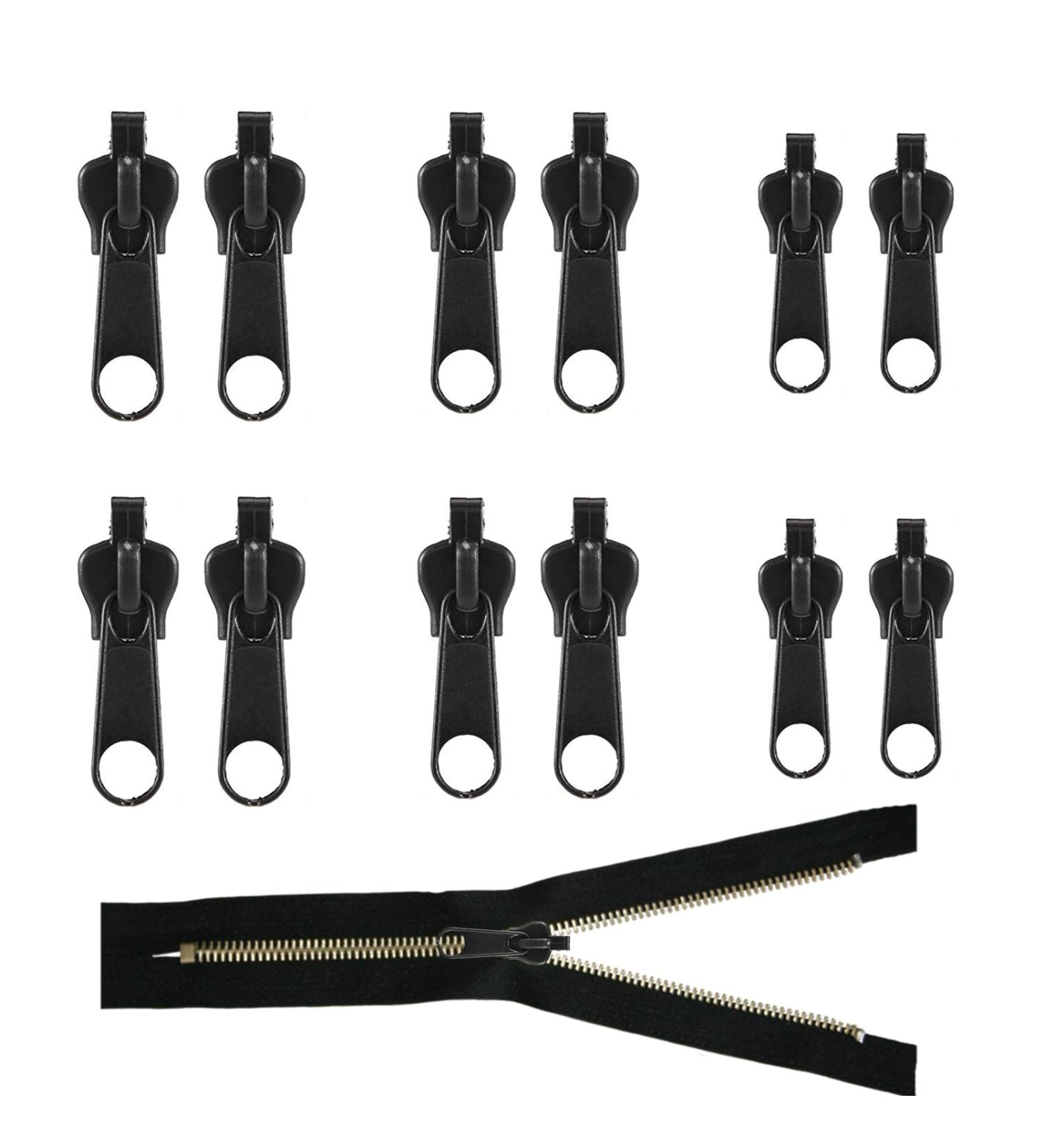 12-Piece Zipper Slider Replacement Set | Removable Zipper Pull for Jackets Suitcases & Backpacks - Black - Buy Online on GoSupps.com
