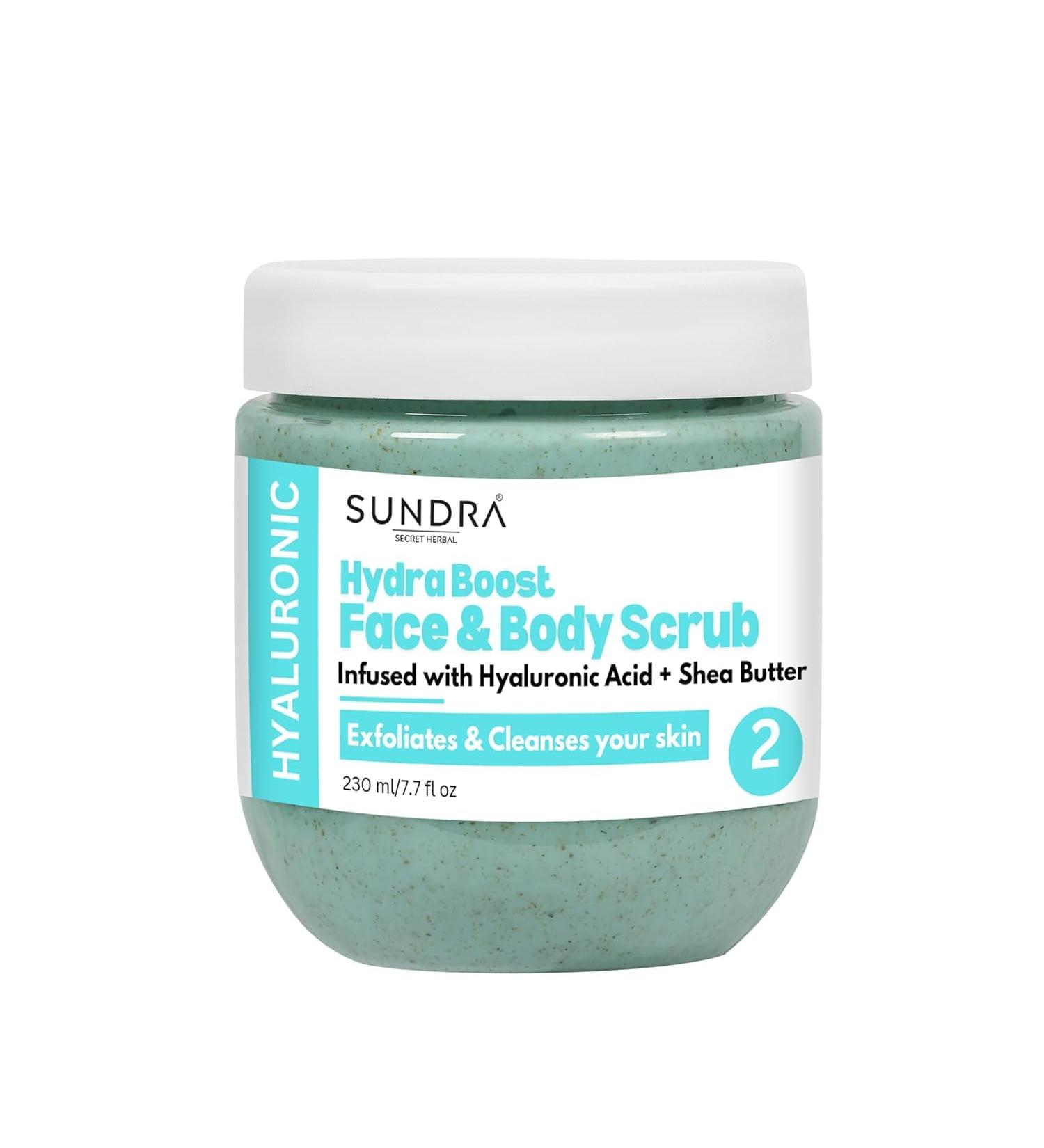 BEMT Hydra Boost Face & Body Scrub with Hyaluronic Acid & Shea Butter Gentle Exfoliating Cream 230 ml