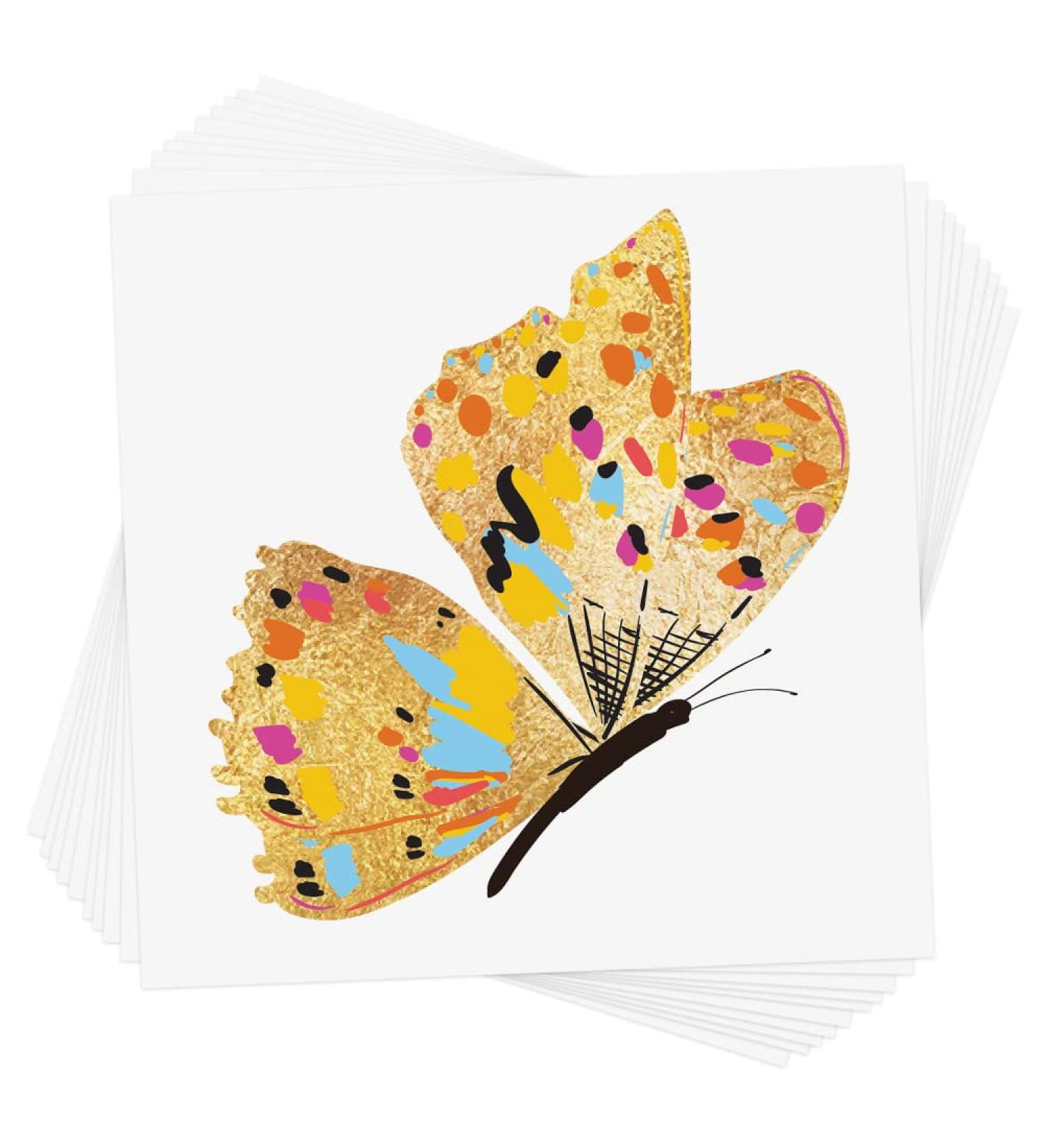 Premium Butterfly Bold Set of 10 Waterproof Metallic Temporary Flash Tattoos - Ideal for Party Favors, Bridal Shower, and Garden Parties - Buy Online on GoSupps.com