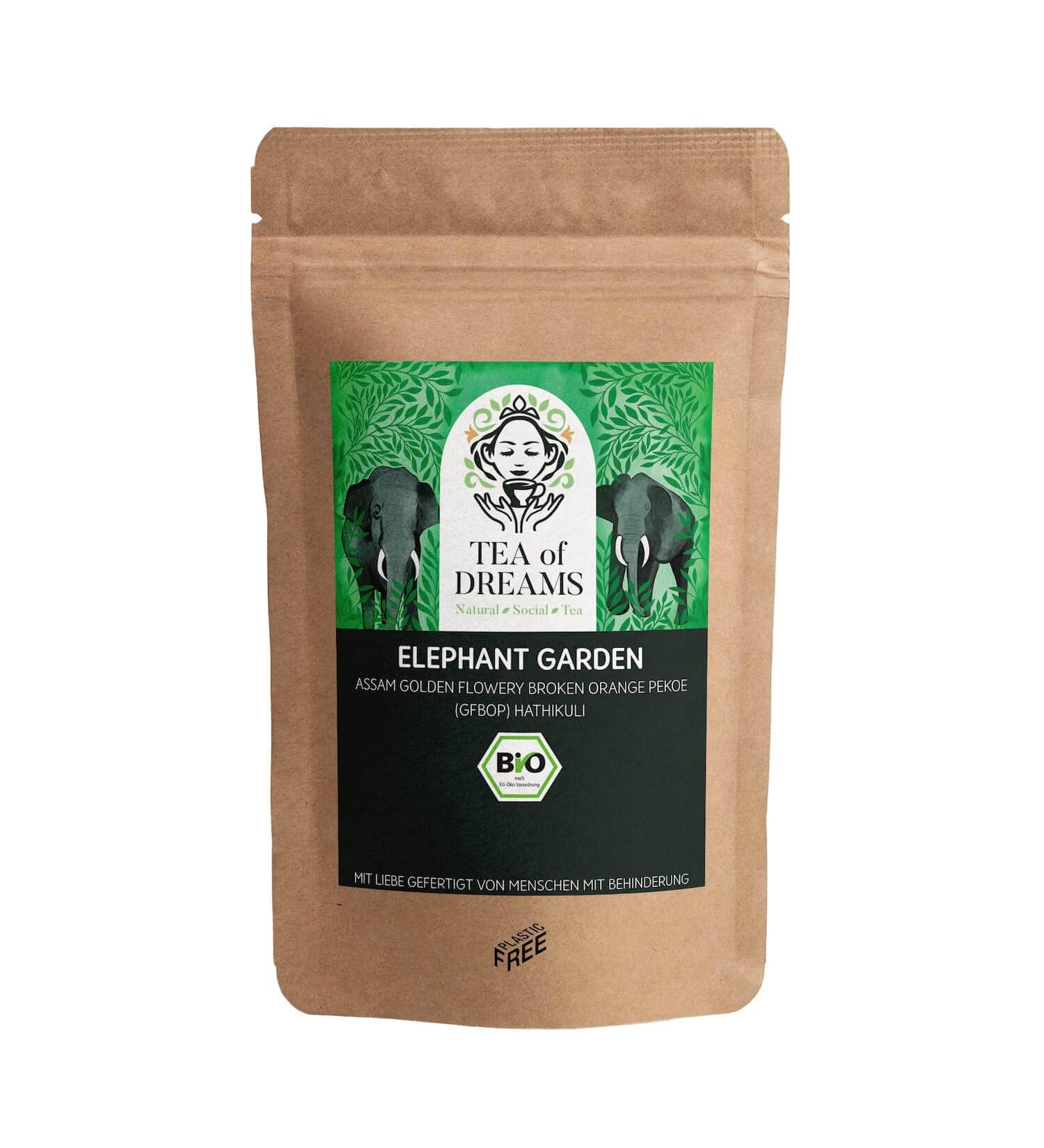  Tea of Dreams Bio Assam Golden Flowery Broken Orange Pekoe (GFBOP) Hathikuli Biotee | Elephant Garden | Tea of Dreams (250 g) - Buy Online on GoSupps.com