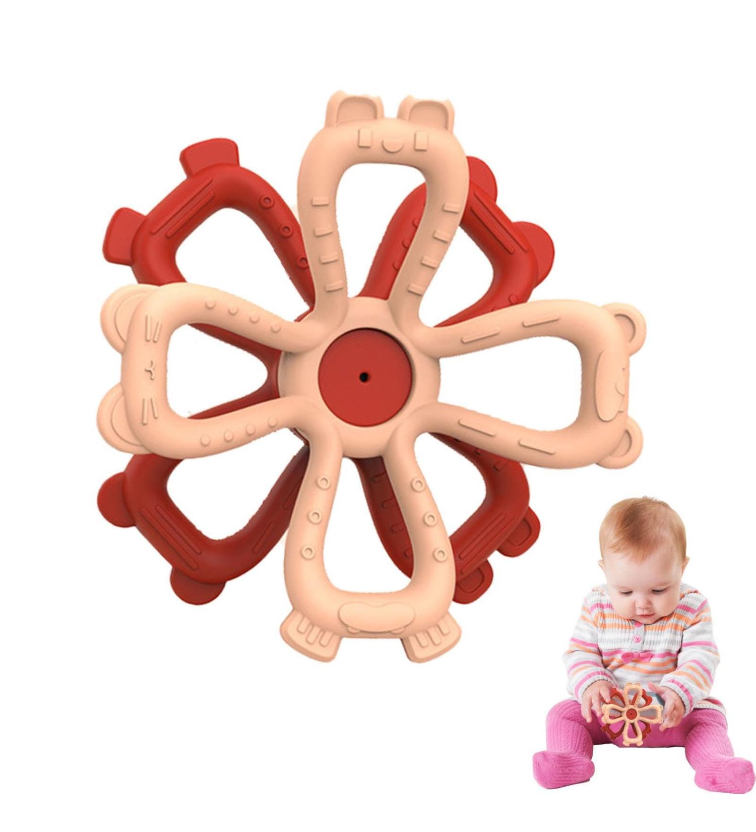 Buy Cartoon Silicone Bite Ring for Newborns - Flexible Heat-Resistant Flower Shape Teether - Ideal for Orphanages & Child Care - Buy Online on GoSupps.com