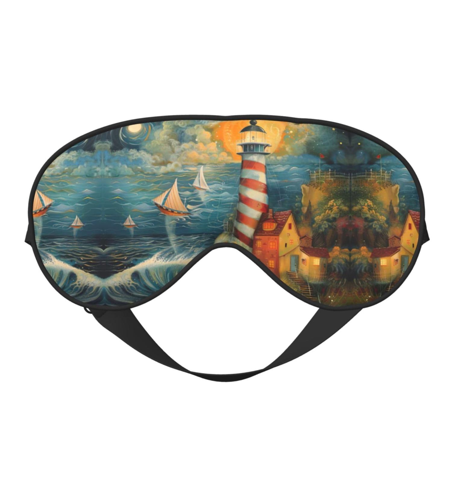 SSIMOO Seaside Lighthouse Soft Sleep Eye Mask | Breathable Eye Patch for Women | Perfect for Travel & Relaxation - Black - Buy Online on GoSupps.com