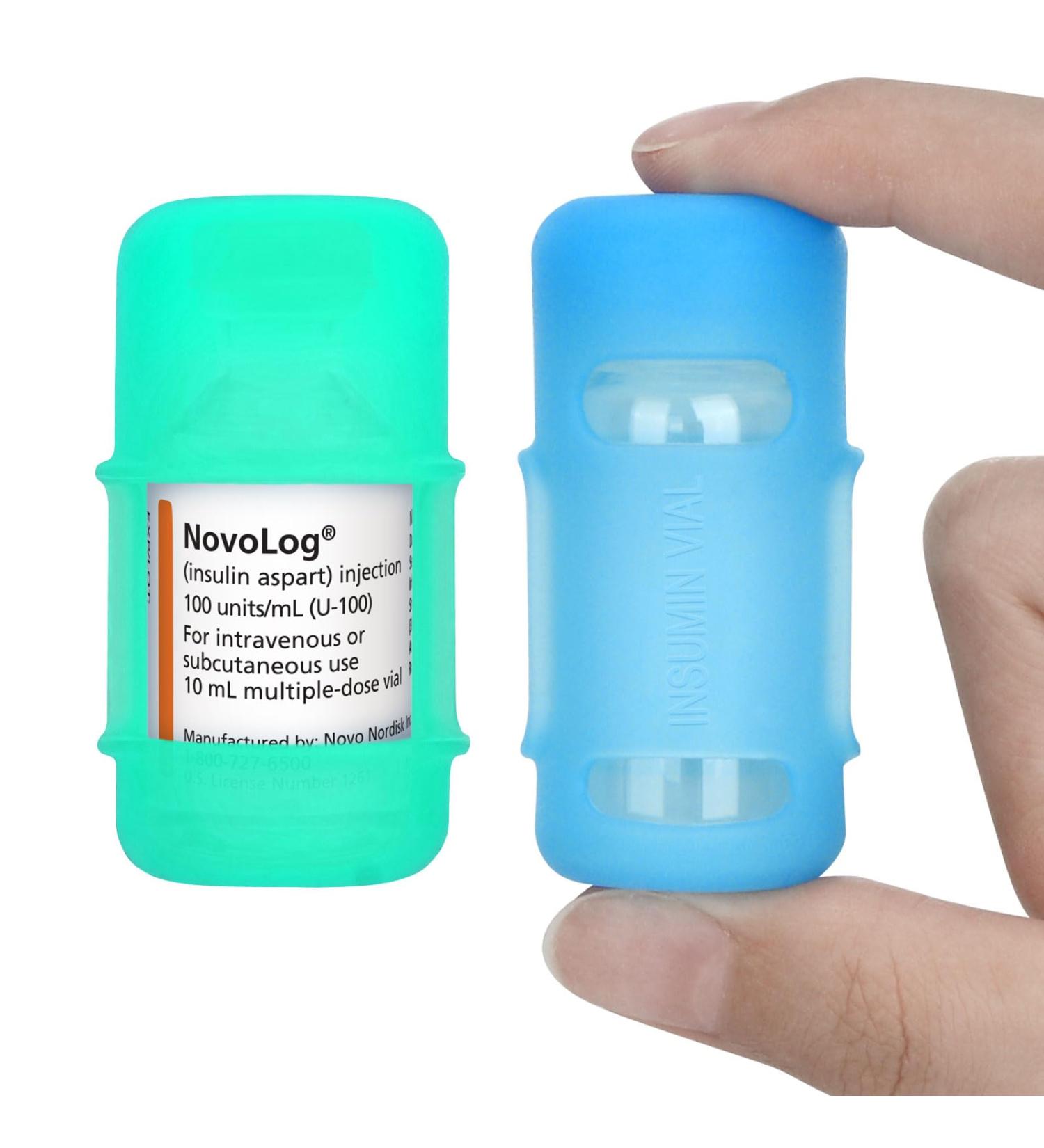 2-Pack Insulin Vial Protector Case for 10ML Short Vials - Anti-Break Sleeve for Novolog Humalog Humulin - Ideal for Diabetic Travel - Blue & Green - Buy Online on GoSupps.com
