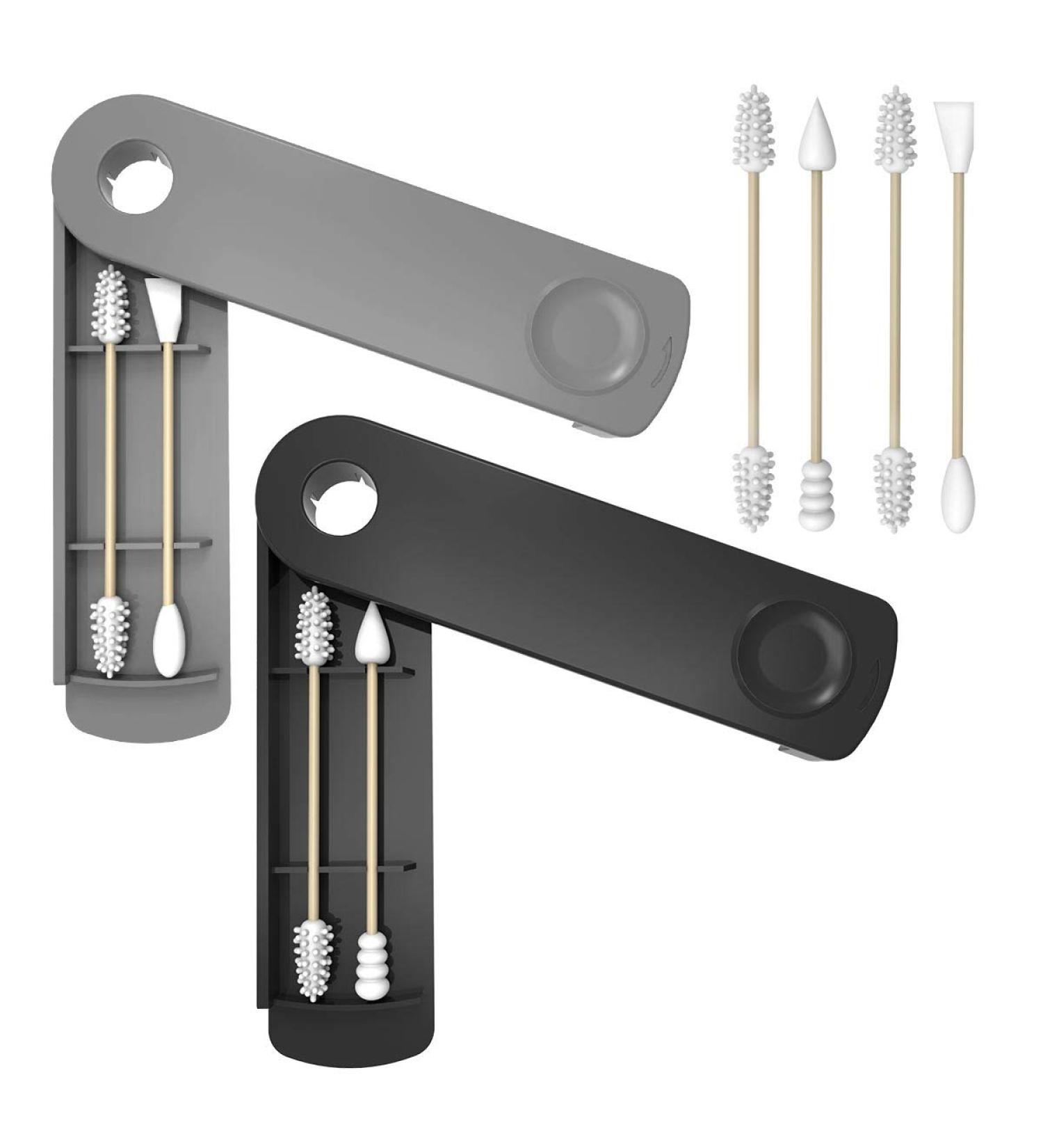 Reusable Cotton Swabs 4 Pcs Silicone Double Tipped Buds - Black & Grey (Storage Clearance Sale) - Buy Online on GoSupps.com