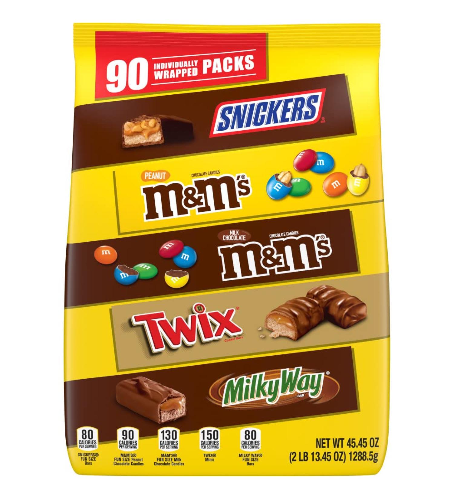 SNICKERS, M&M'S Milk Chocolate, Peanut, TWIX & MILKY WAY Variety Mix - 45.45 oz, 90 Pieces - Buy Online on GoSupps.com
