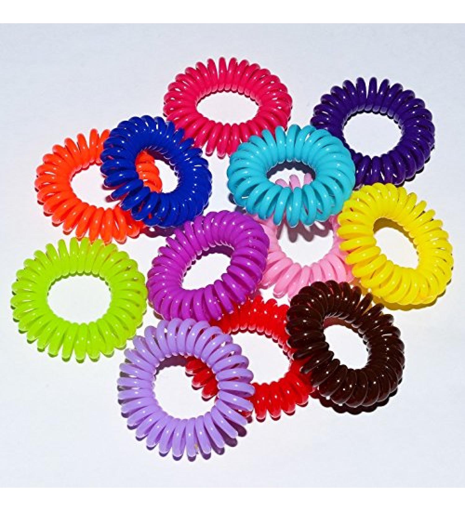 Miya Set of 10 Elastic Telephone Cable Hair Ties | Mini Plastic Spiral Hair Accessories & Bracelets - International Shipping Available - Buy Online on GoSupps.com