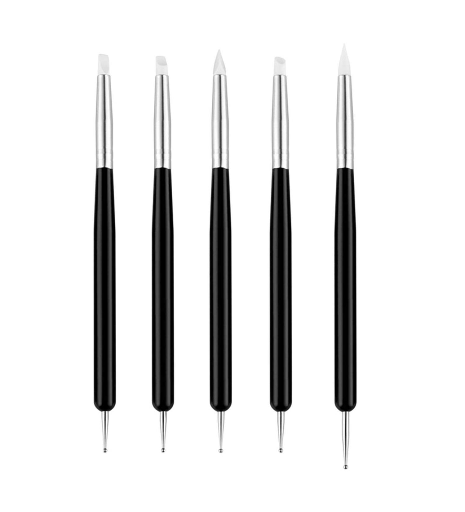 5-Piece Nail Painting Brush Set - Double-Ended Dotting Tools & Embossing Pens for Perfect Hand Manicure - International Shipping Available - Buy Online on GoSupps.com