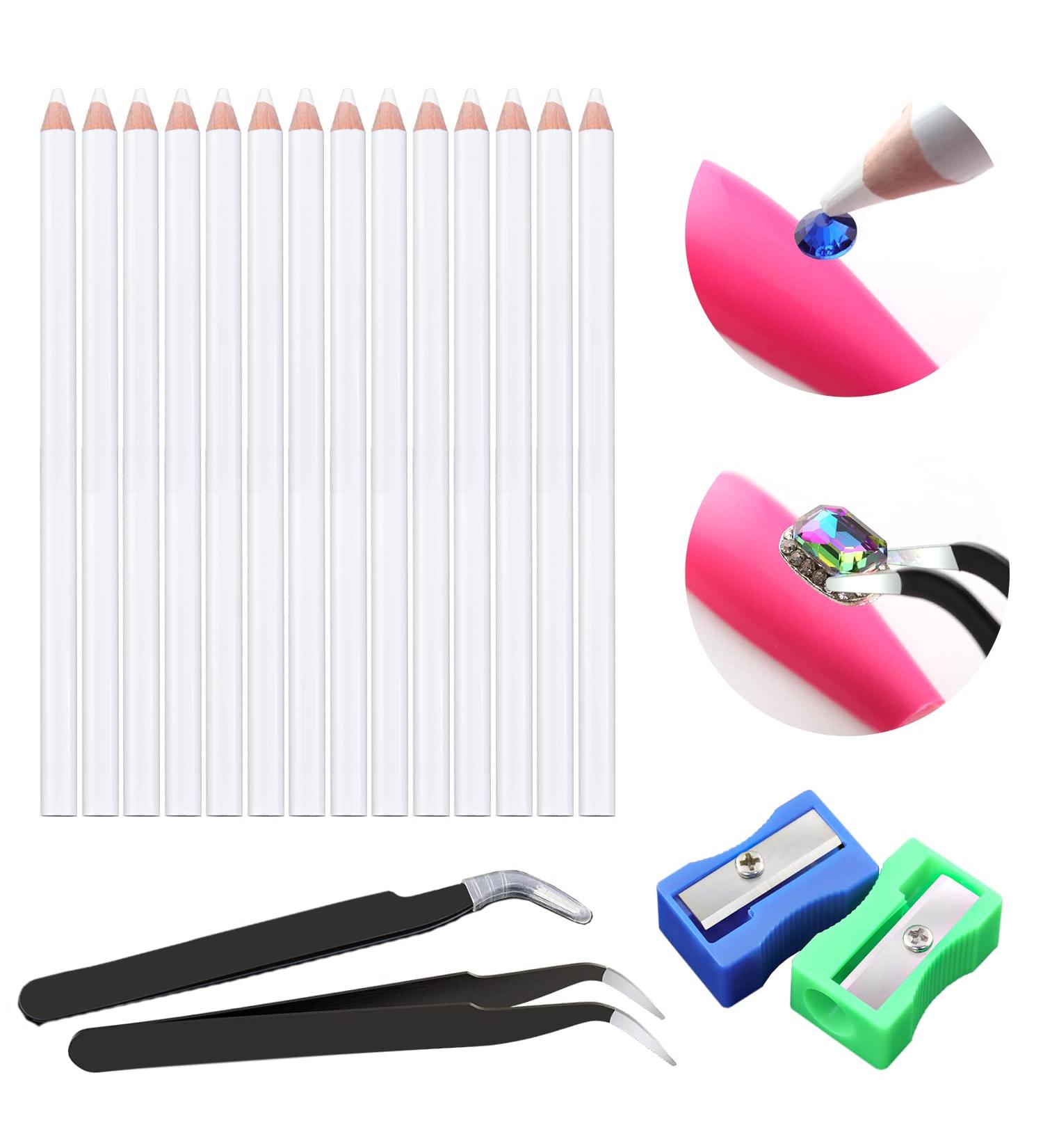 Rhinestones Picker Pencil for Nail Art - 7-inch Gem Crystal Pickup Pen Set with Sharpener and Tweezers - 14Pcs Pack - Buy Online on GoSupps.com