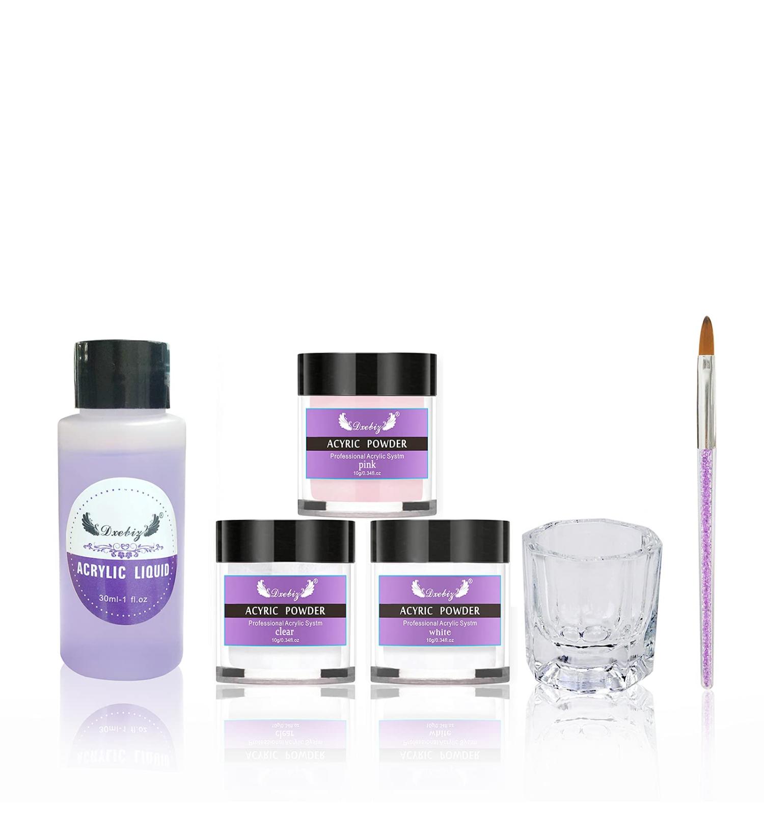 Anself Acrylic Nail Kit Acrylic Powder & Liquid Set with Nail Brush 3 Colors Nail Powder Kit for Beginners Nail Art DIY Nail Beauty Tools - Buy Online on GoSupps.com