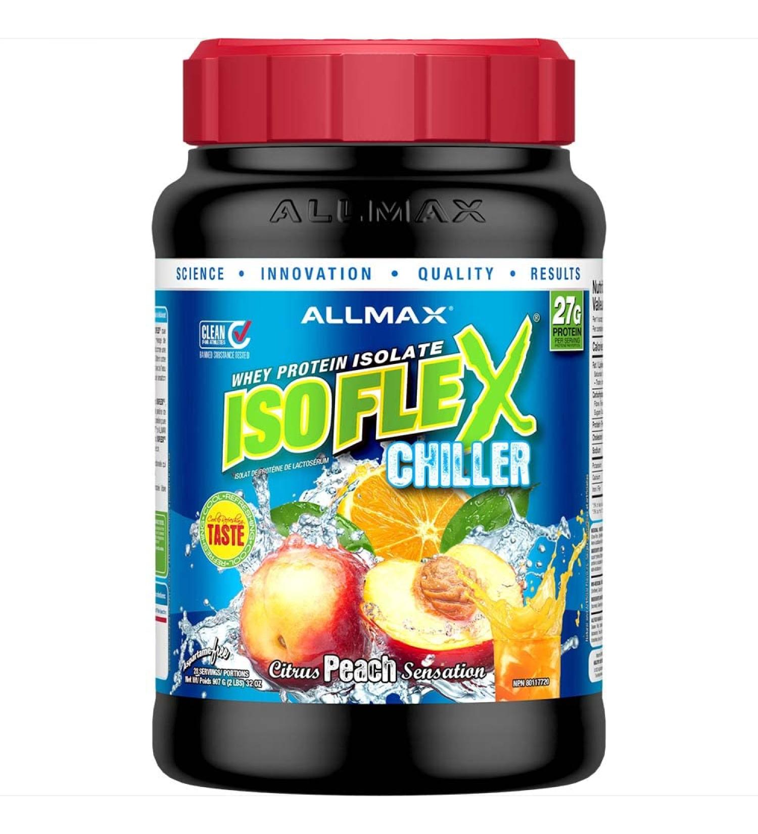 ALLMAX Nutrition - Isoflex Chiller - Whey Protein Isolate - Citrus Peach Sensation - 2 Pound Protein Powder Citrus Peach Sensation 907 g (Pack of 1) - Buy Online on GoSupps.com
